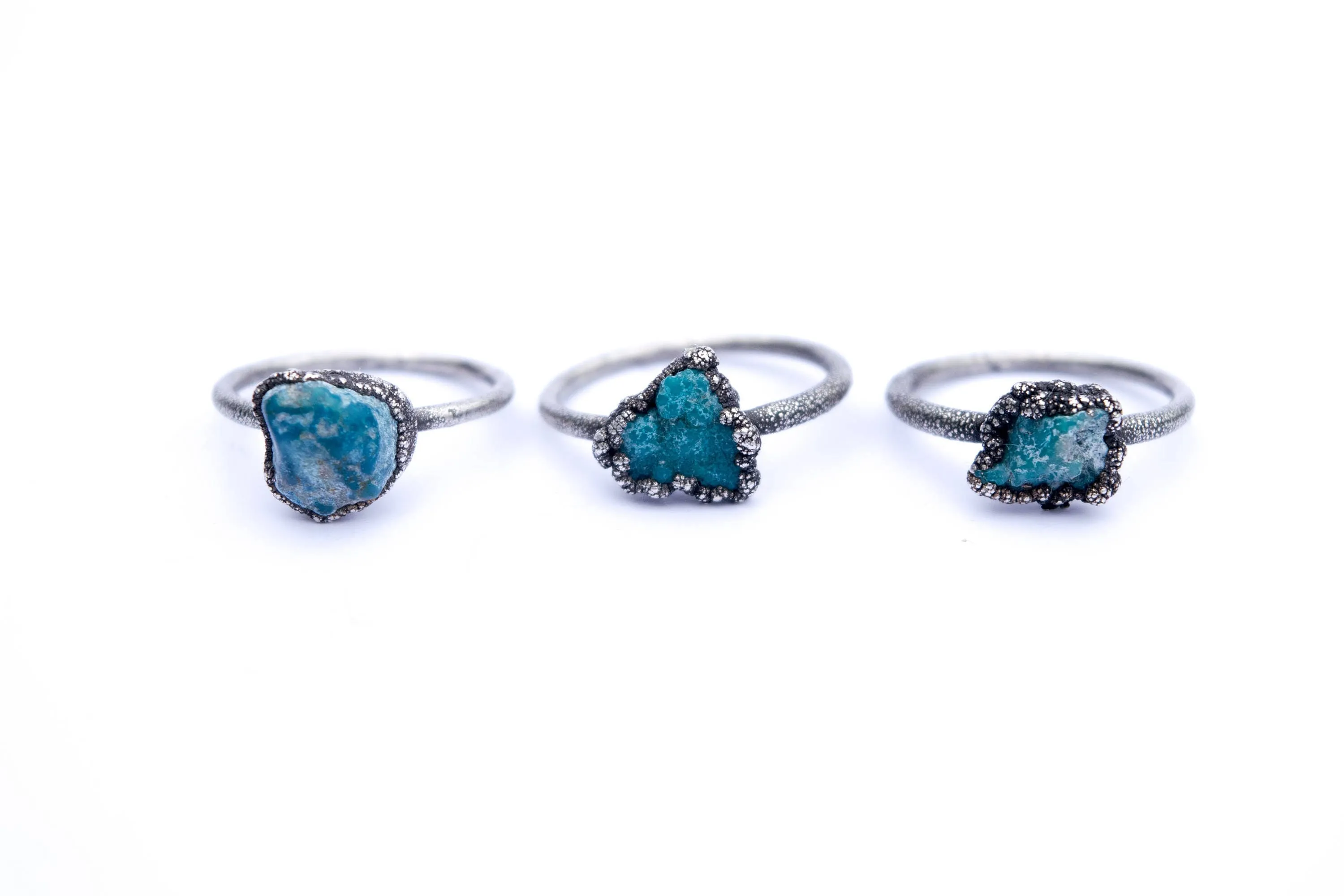 Oxidized silver turquoise ring | Raw turquoise stacking ring