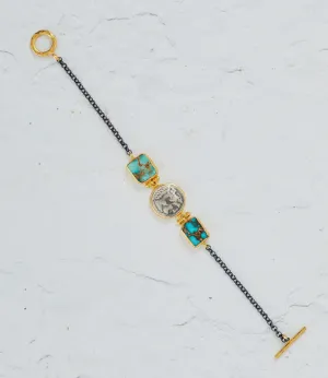 Patara Life Turquoise and Coin Sterling Silver Bracelet
