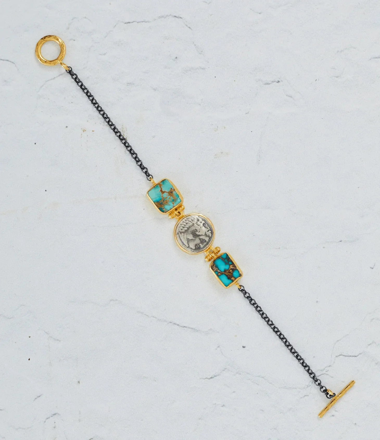 Patara Life Turquoise and Coin Sterling Silver Bracelet