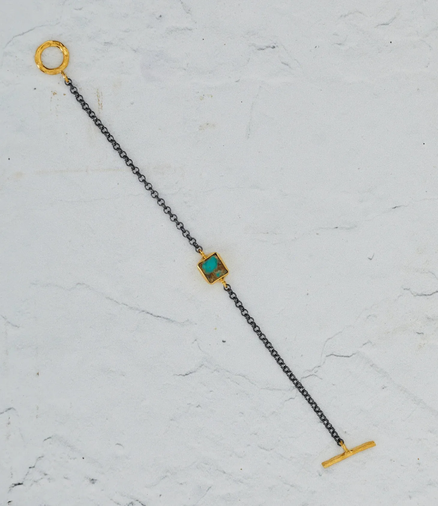 Patara Life Turquoise Square Sterling Silver Bracelet
