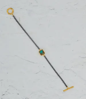Patara Life Turquoise Square Sterling Silver Bracelet