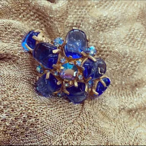 Poured Glass vivid blue vintage bracelet