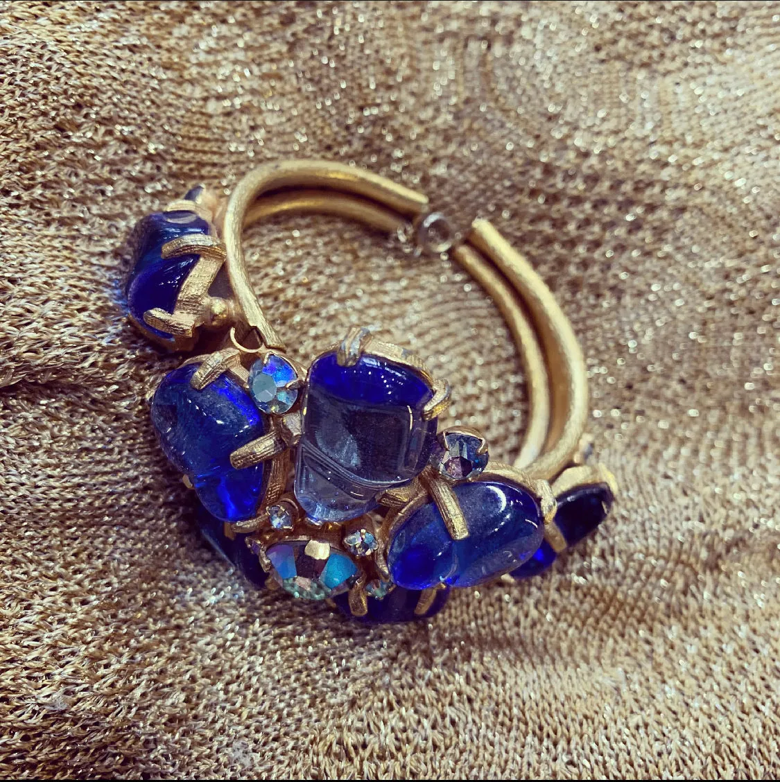 Poured Glass vivid blue vintage bracelet