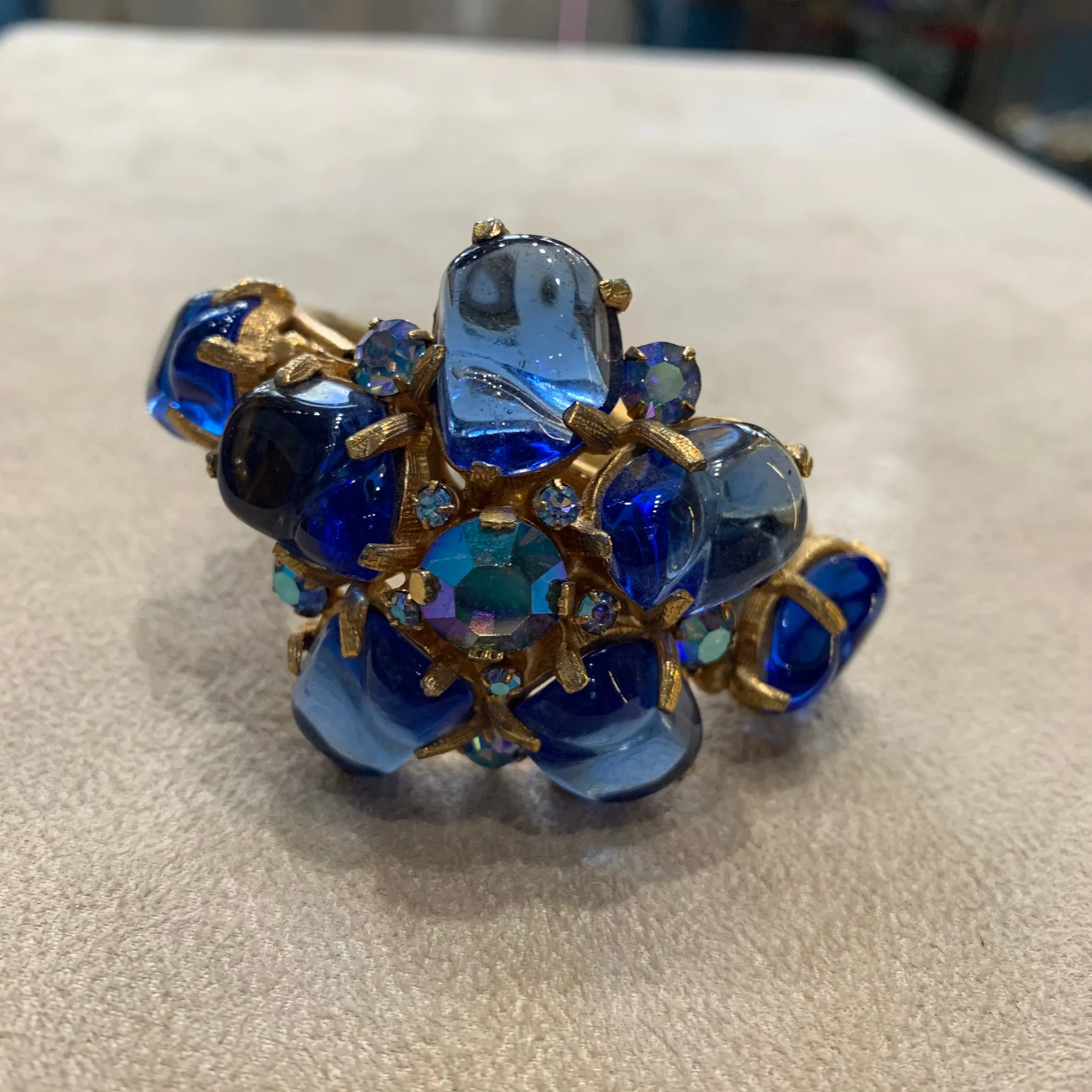 Poured Glass vivid blue vintage bracelet