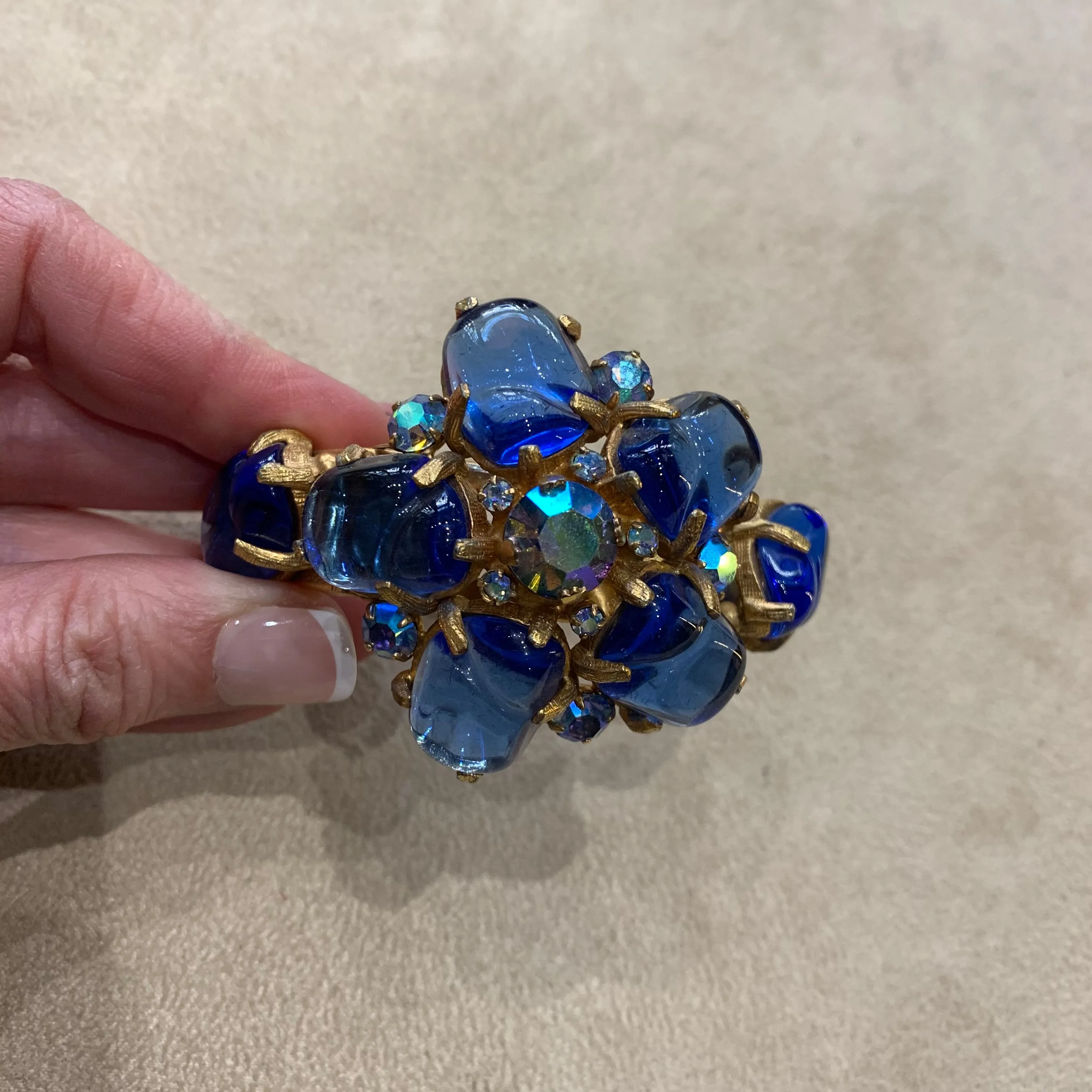 Poured Glass vivid blue vintage bracelet