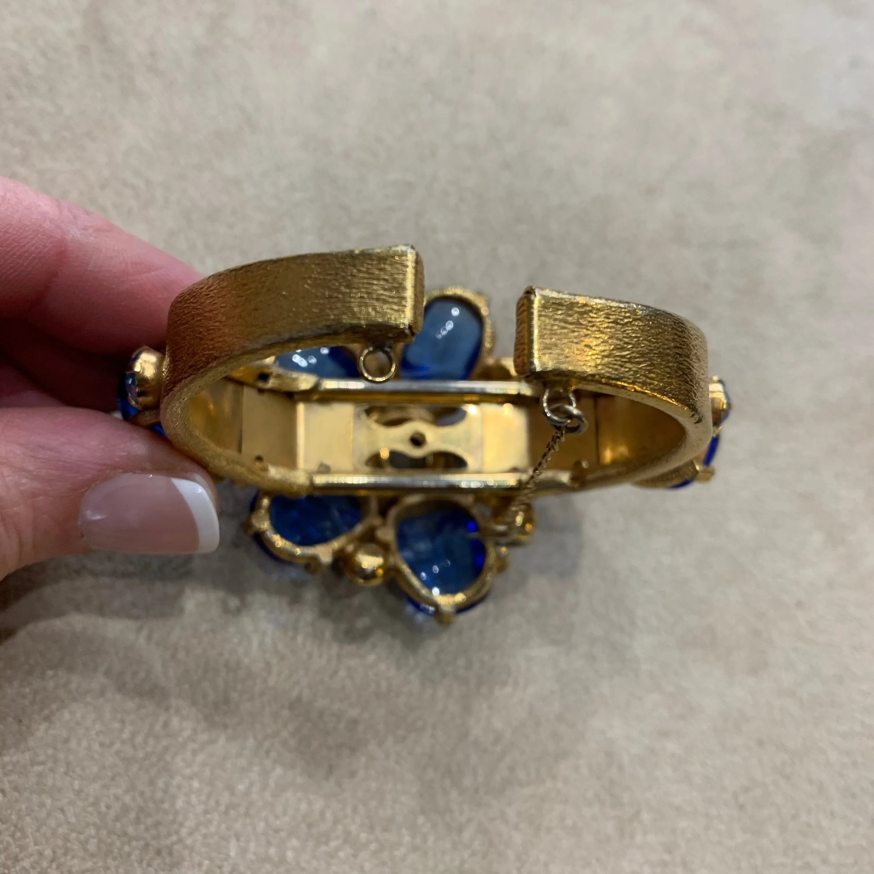 Poured Glass vivid blue vintage bracelet
