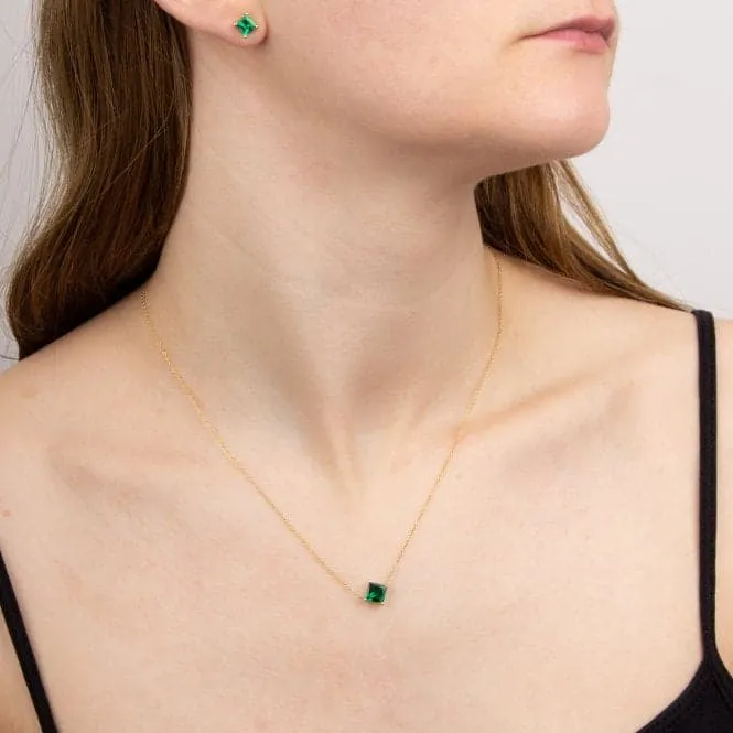 Princess Cut Created Emerald Earrings GE2441G