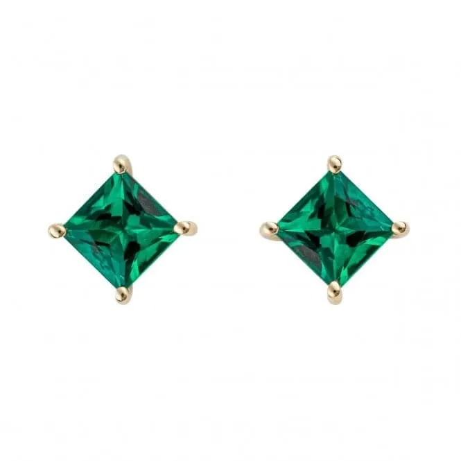 Princess Cut Created Emerald Earrings GE2441G