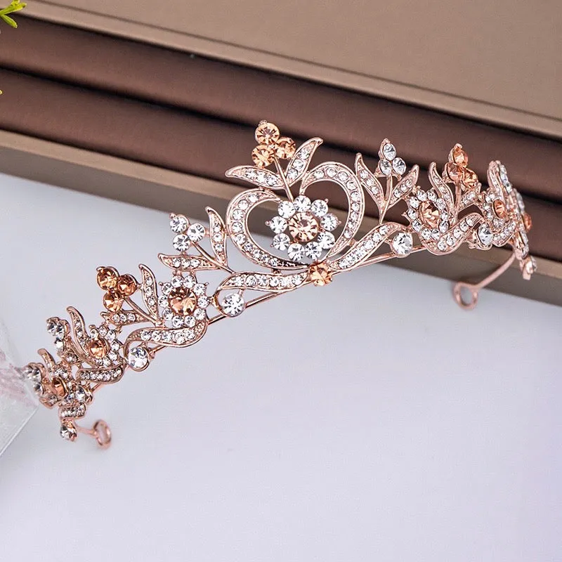 "Nicolette" - Rhinestone Bridal Tiara - Available in Silver, Yellow Gold and Rose Gold