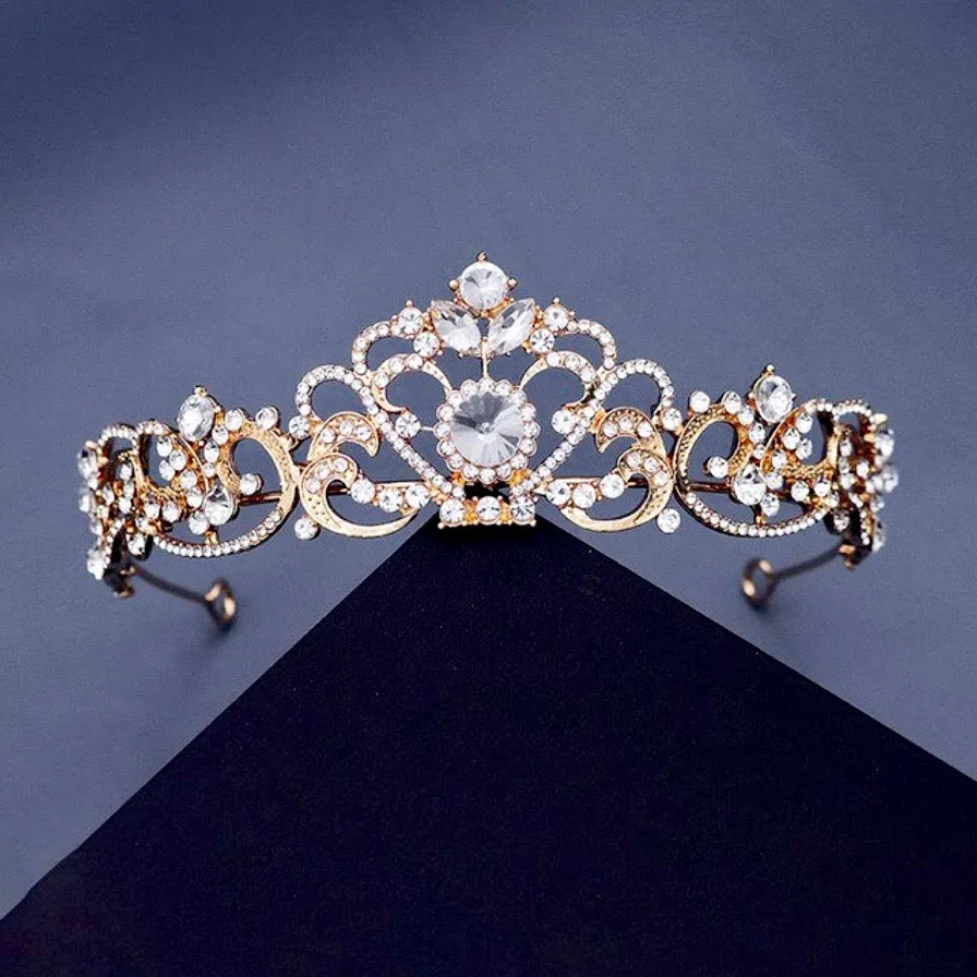 "Nikita" - Rhinestone Bridal Tiara - Available in Silver, Yellow Gold and Rose Gold