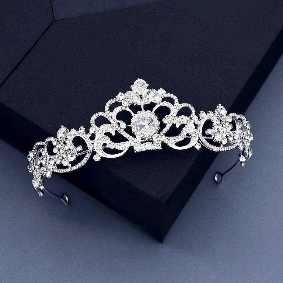 "Nikita" - Rhinestone Bridal Tiara - Available in Silver, Yellow Gold and Rose Gold