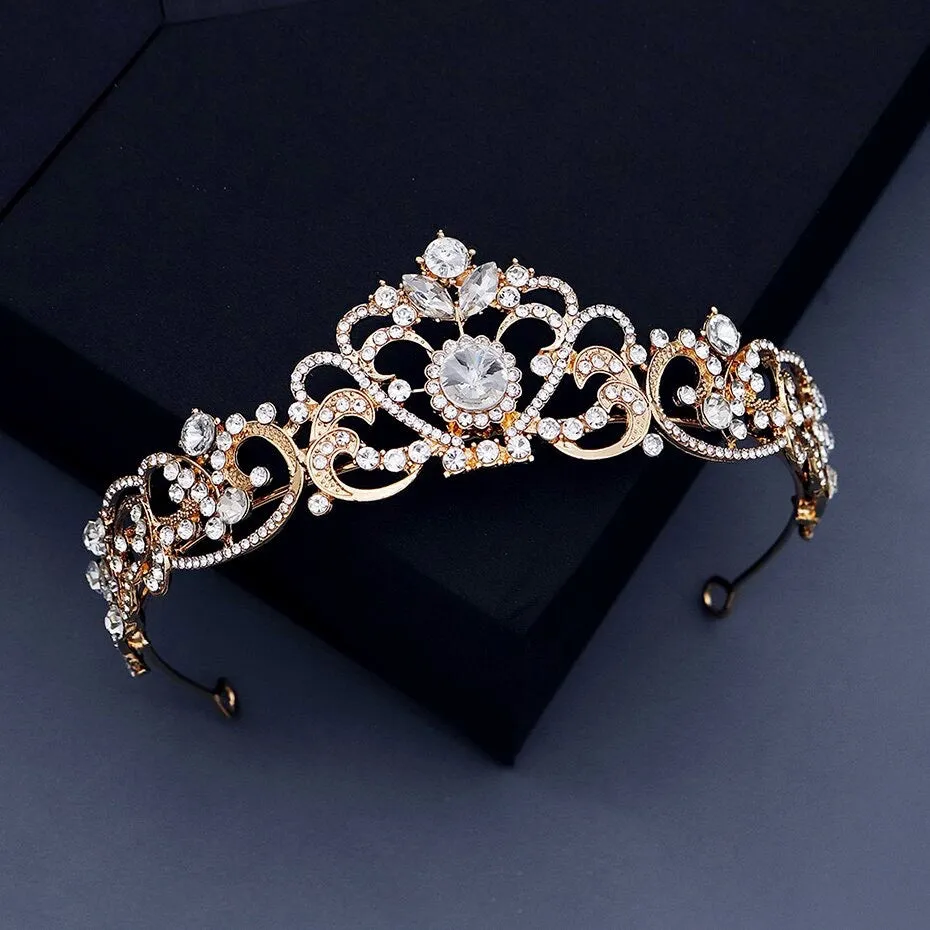 "Nikita" - Rhinestone Bridal Tiara - Available in Silver, Yellow Gold and Rose Gold