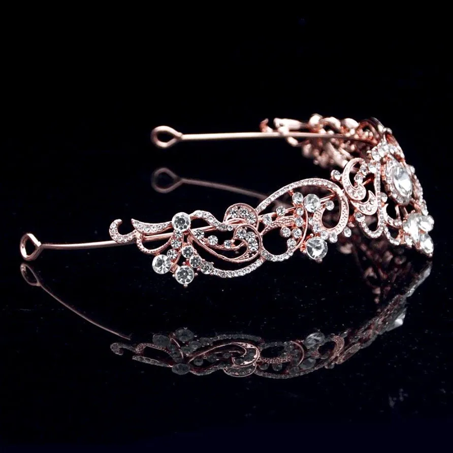 "Nikita" - Rhinestone Bridal Tiara - Available in Silver, Yellow Gold and Rose Gold
