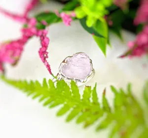 Raw pink Morganite ring