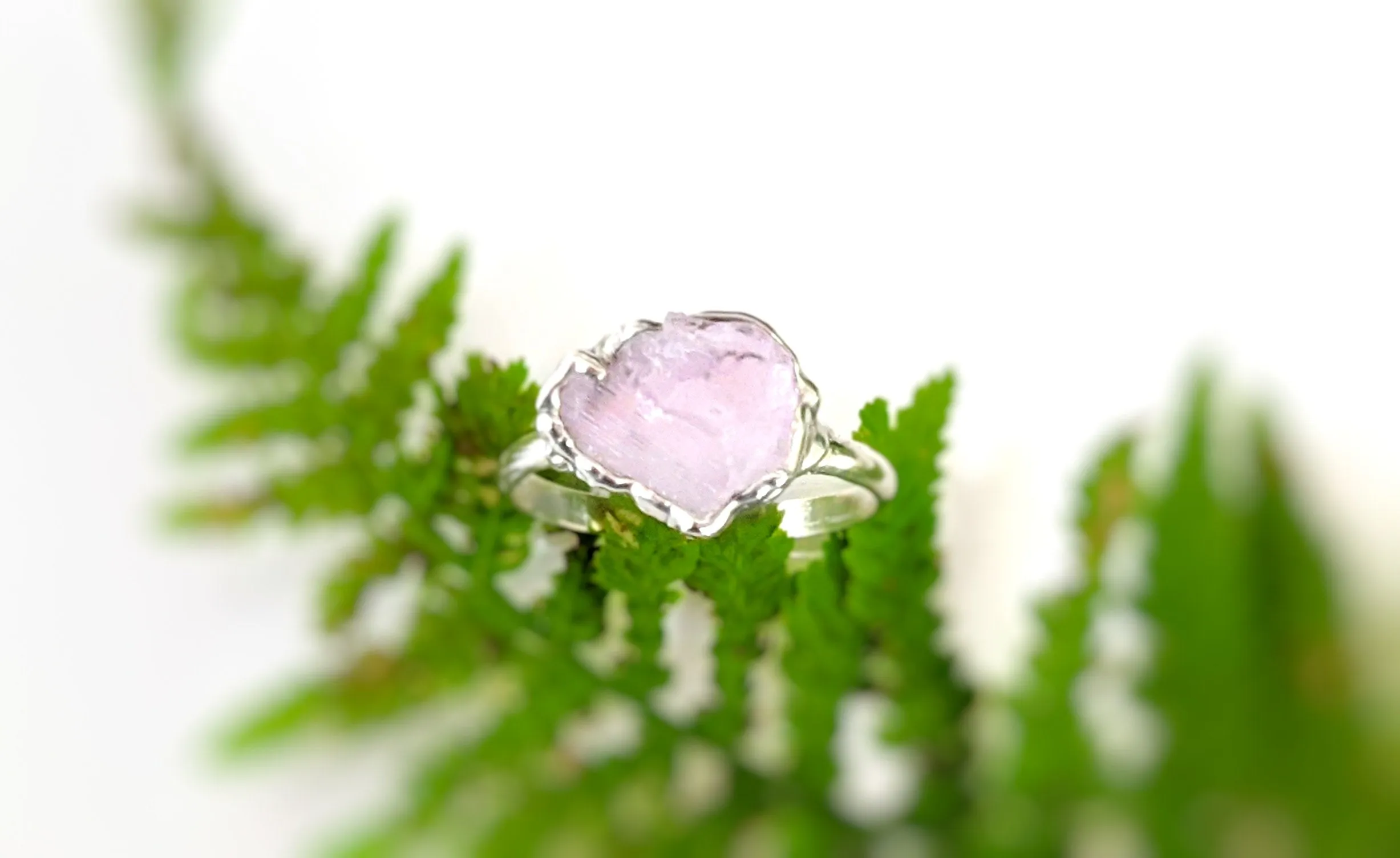Raw pink Morganite ring