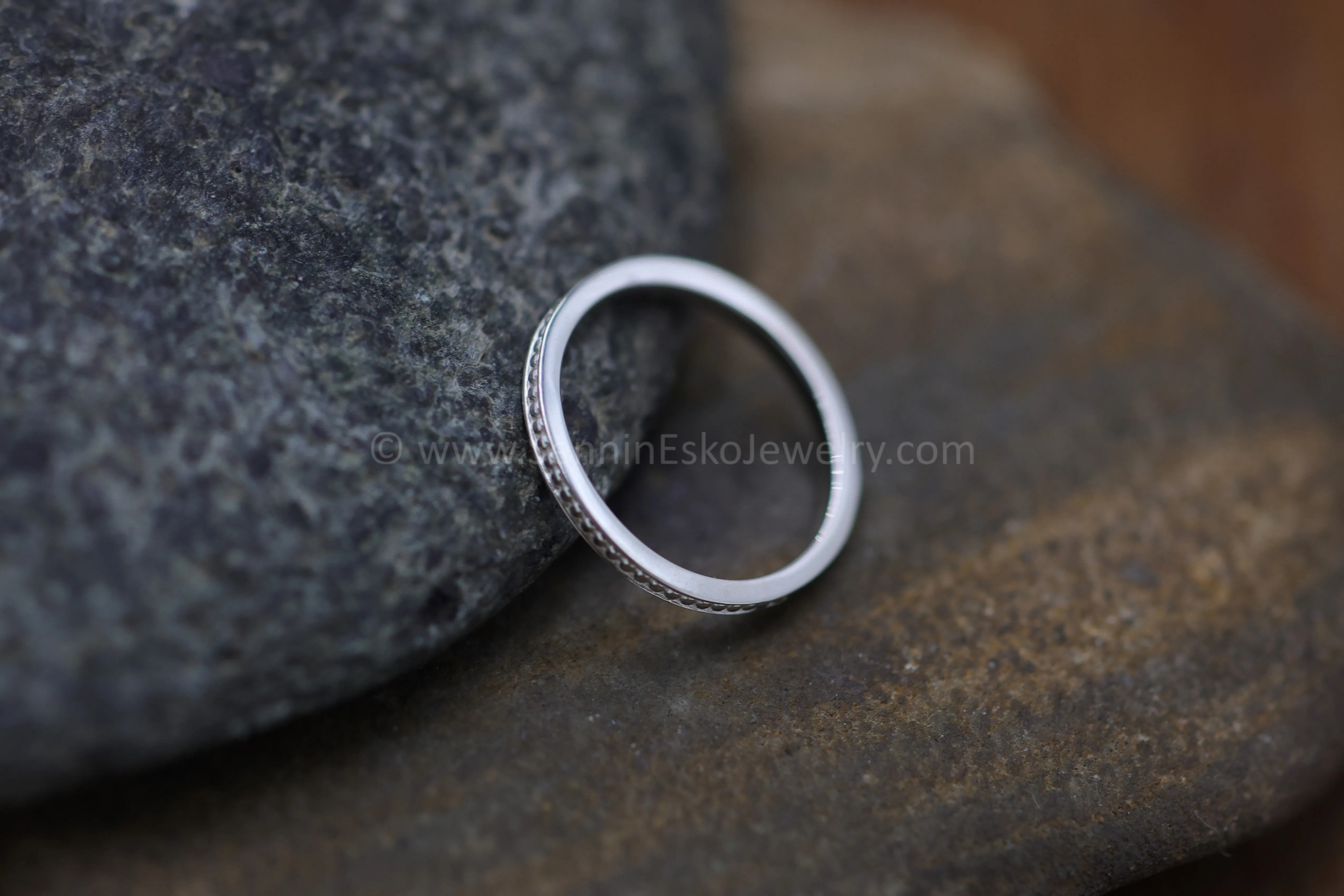 READY TO SHIP Skinny Beaded Stacking Ring, Size 5.75