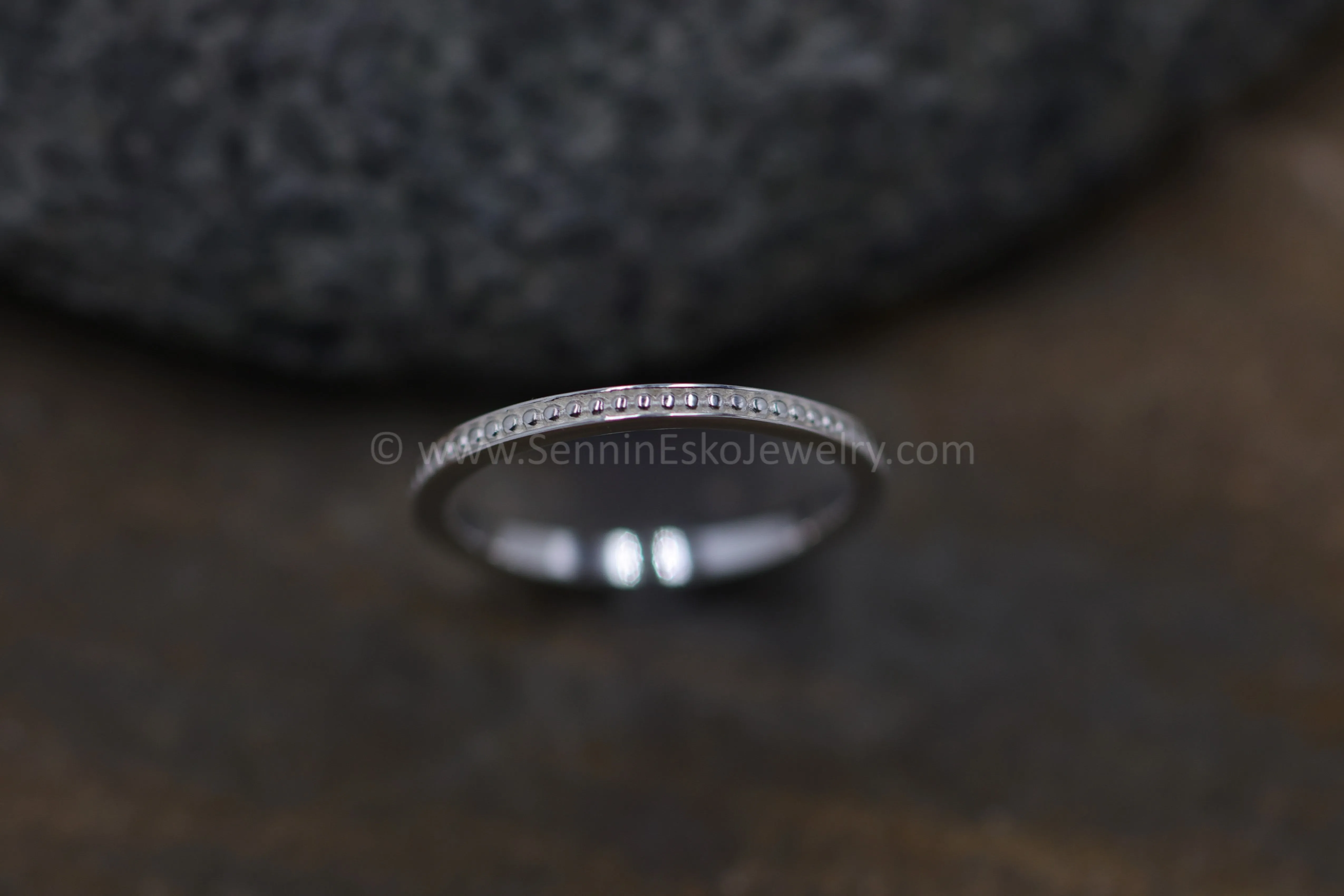READY TO SHIP Skinny Beaded Stacking Ring, Size 5.75