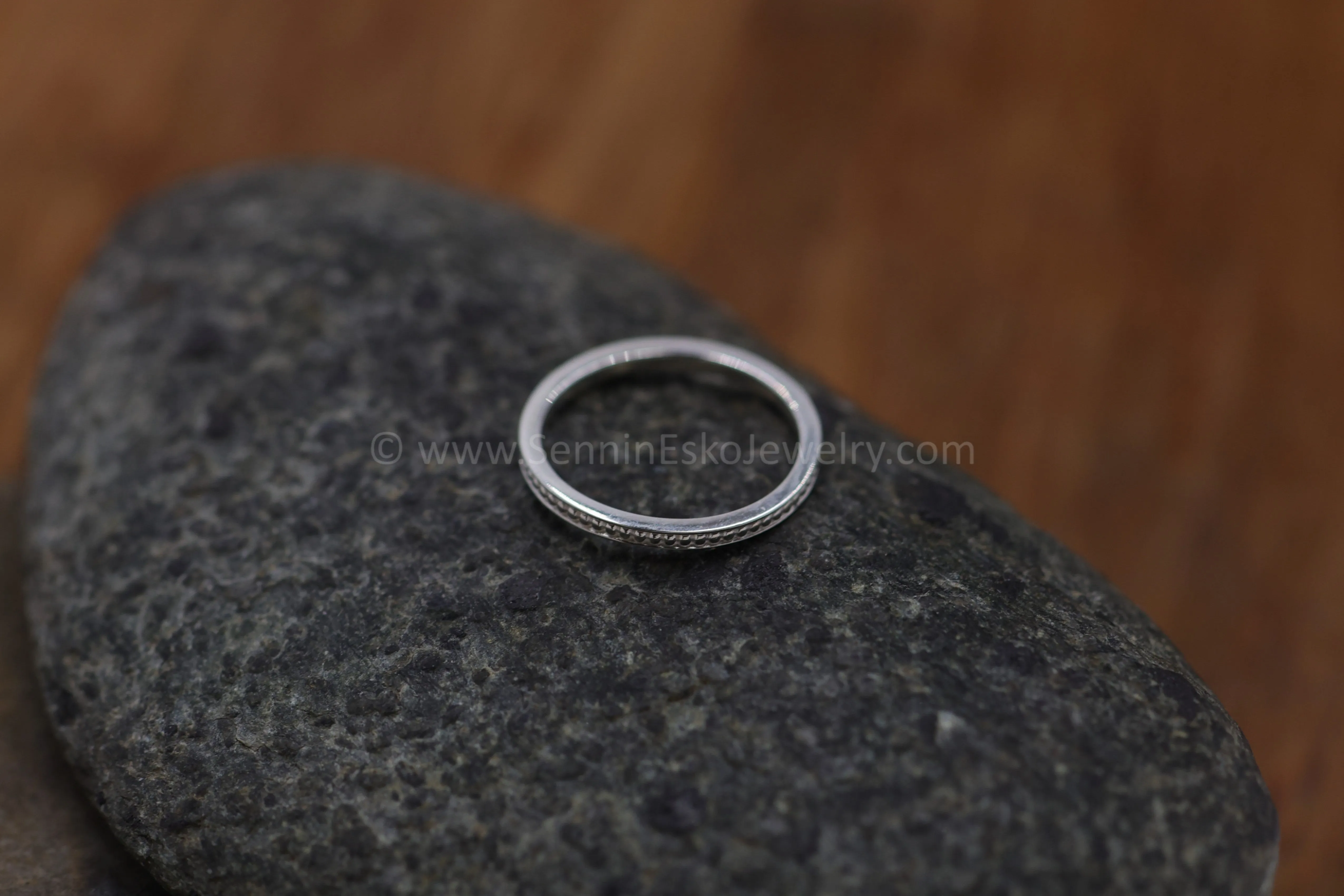 READY TO SHIP Skinny Beaded Stacking Ring, Size 5.75