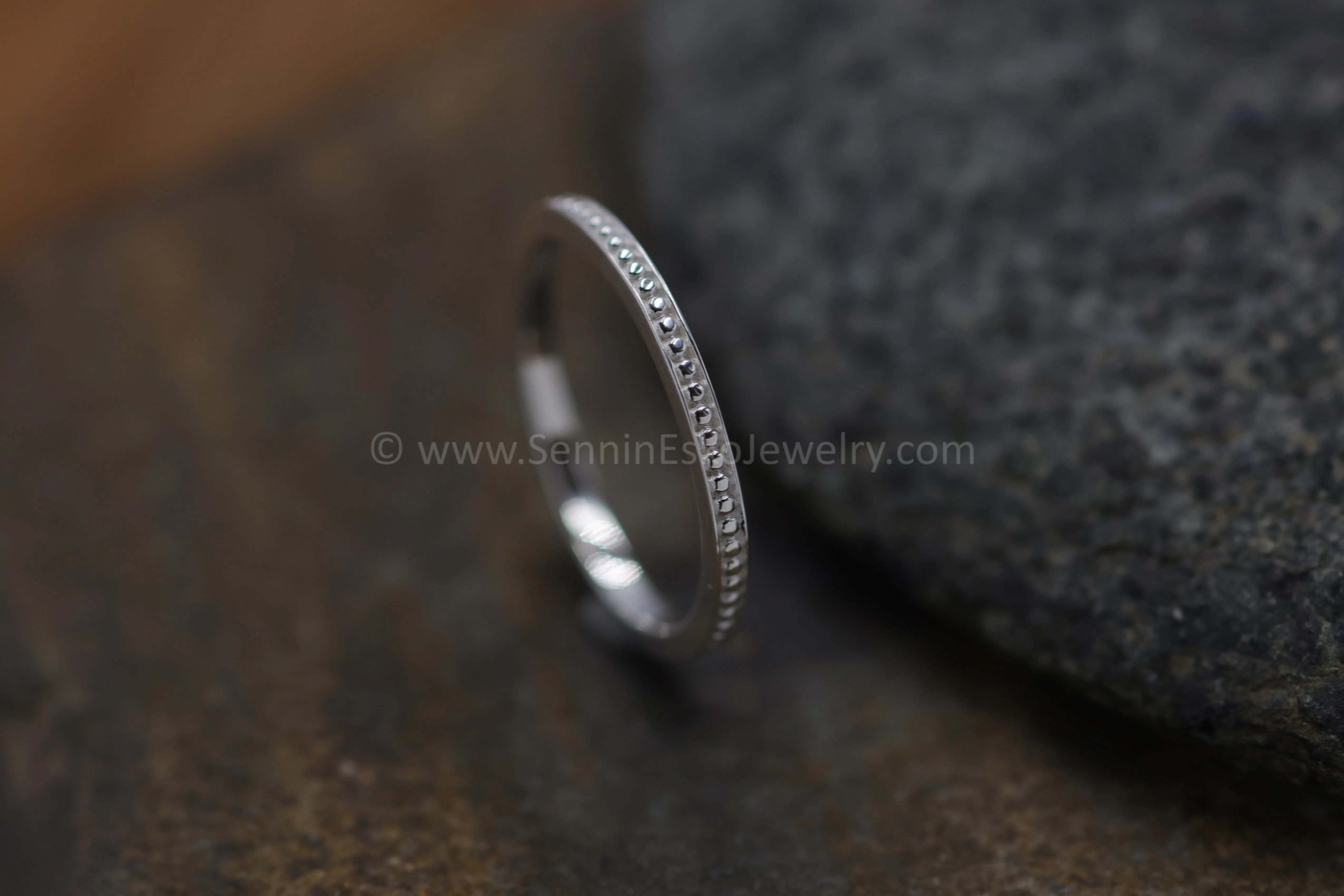 READY TO SHIP Skinny Beaded Stacking Ring, Size 5.75