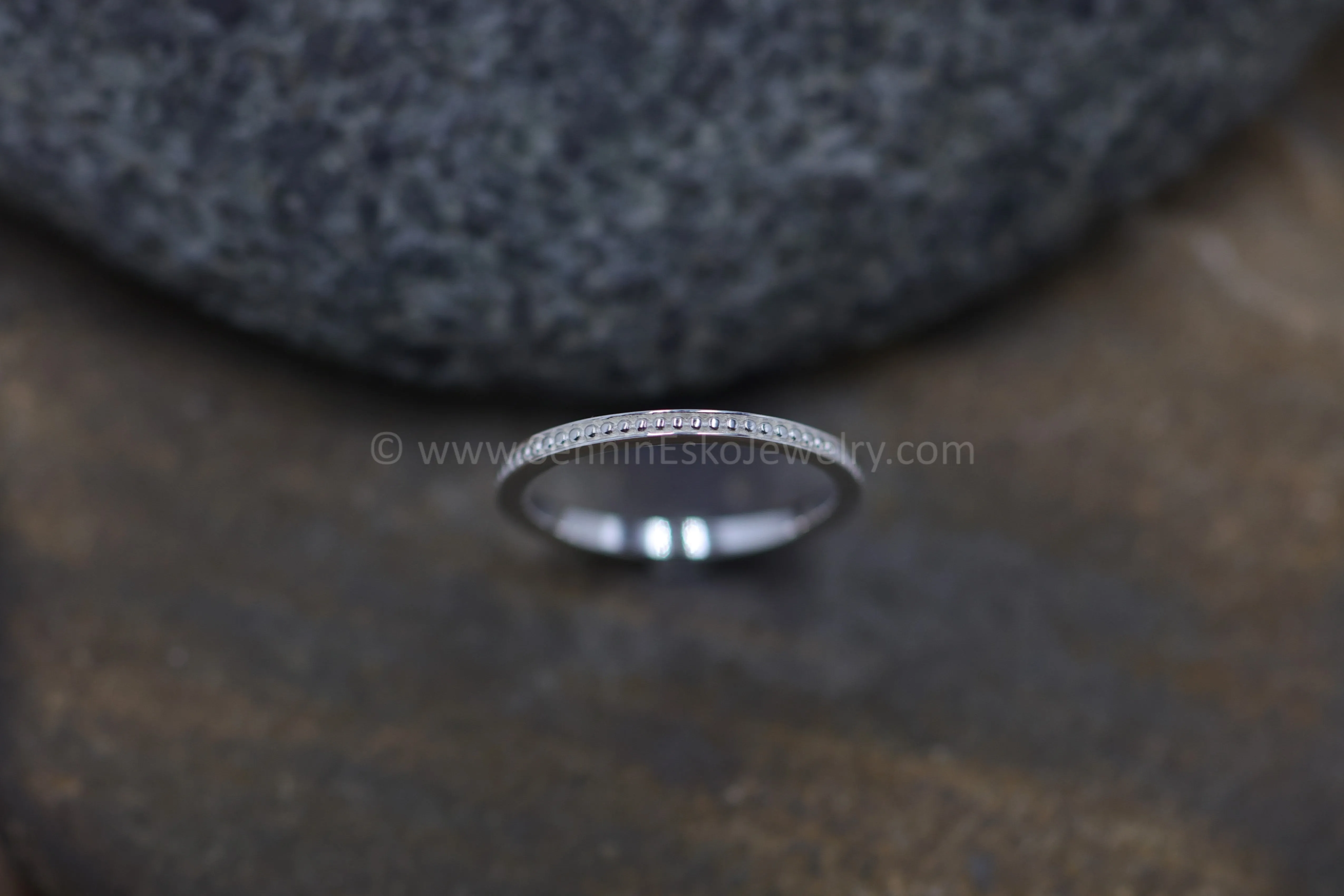 READY TO SHIP Skinny Beaded Stacking Ring, Size 5.75