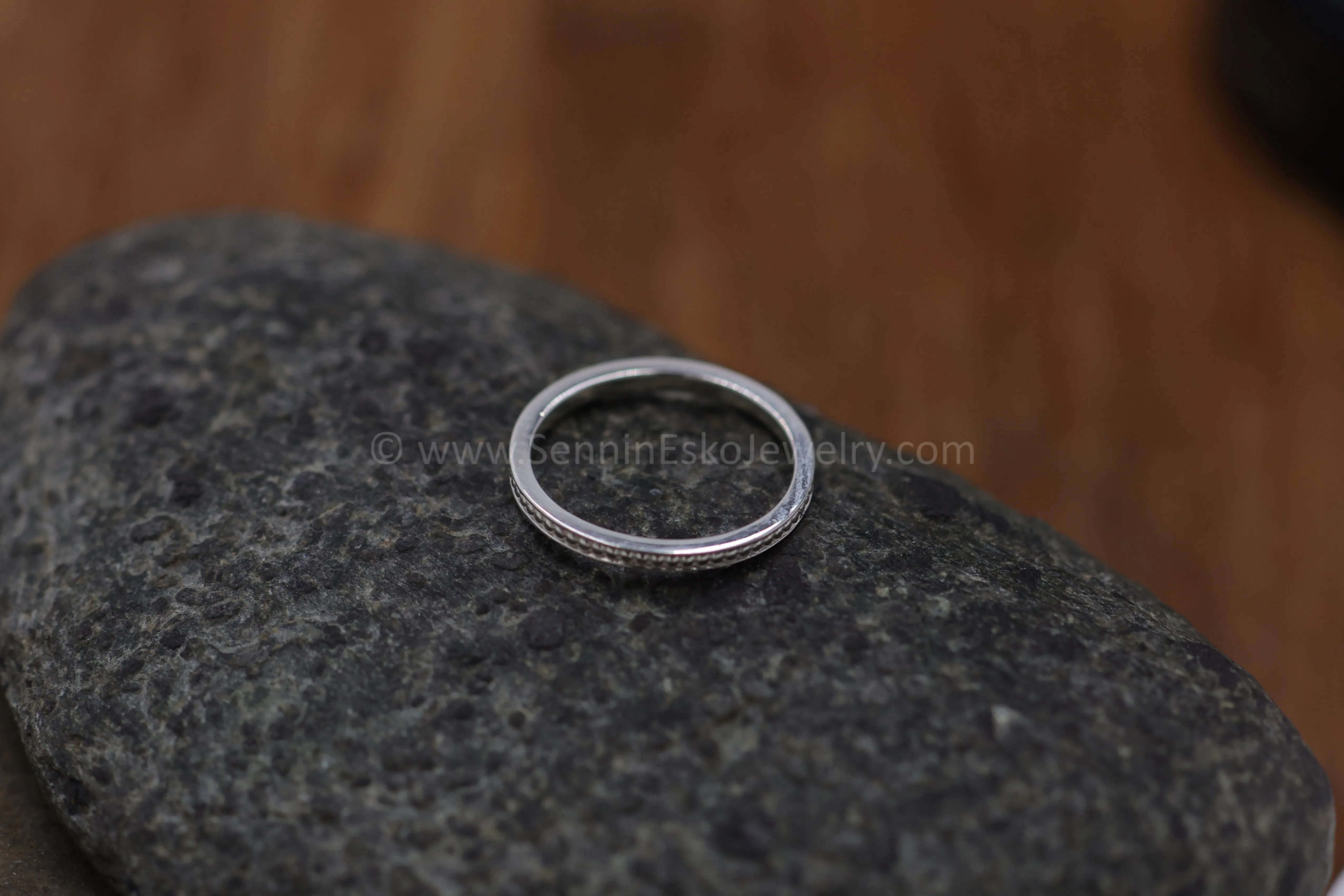 READY TO SHIP Skinny Beaded Stacking Ring, Size 5.75