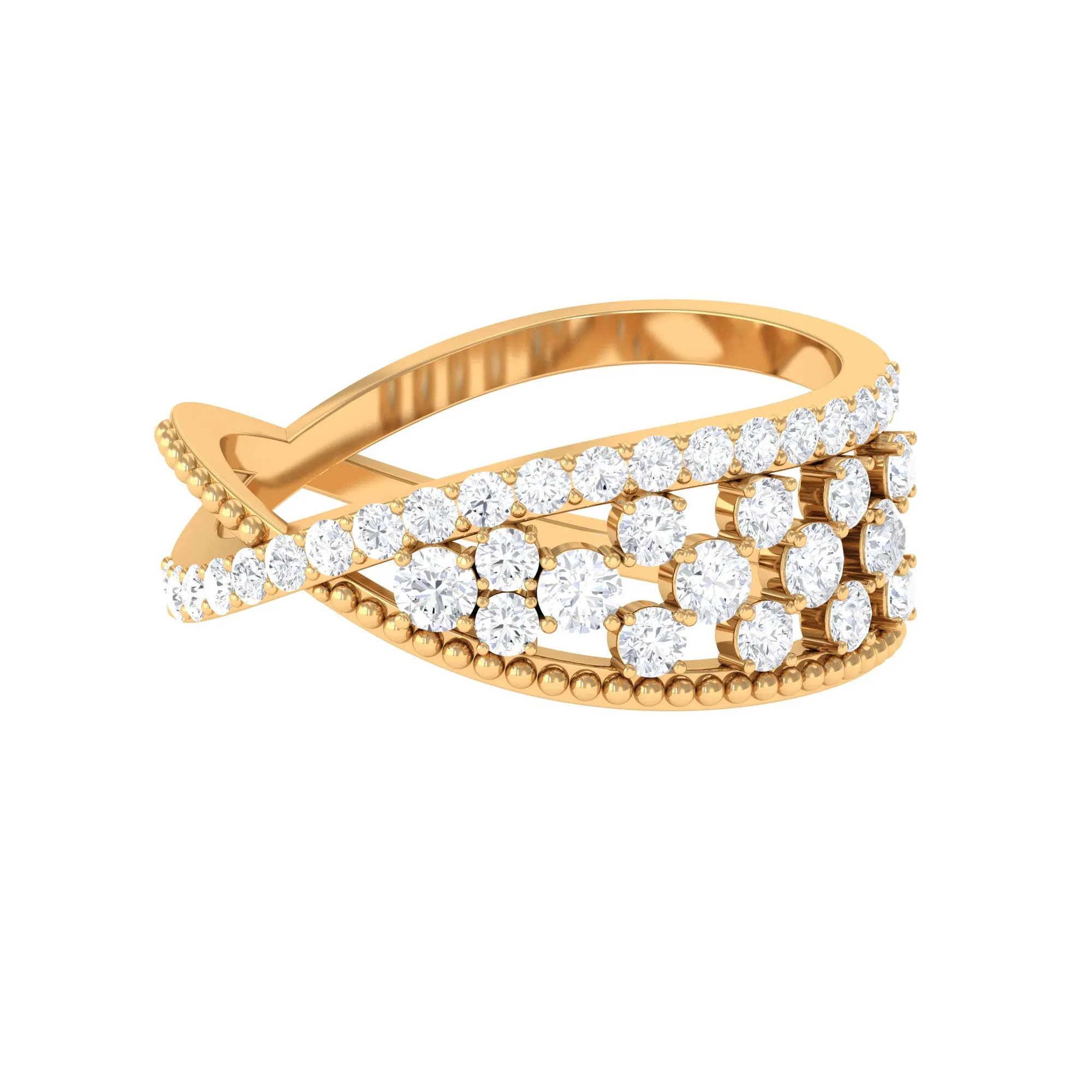 Real Diamond Designer Criss Cross Wedding Band