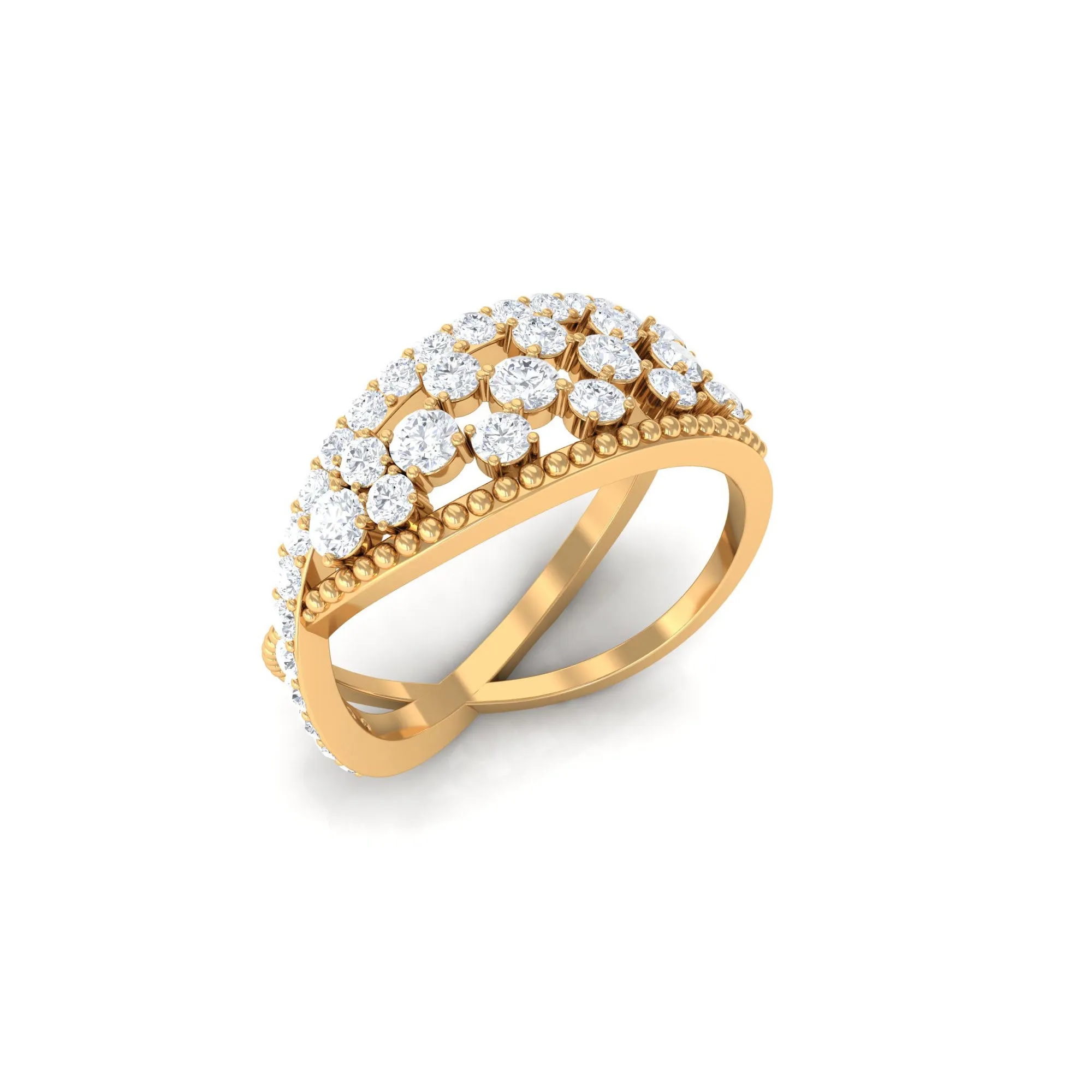 Real Diamond Designer Criss Cross Wedding Band