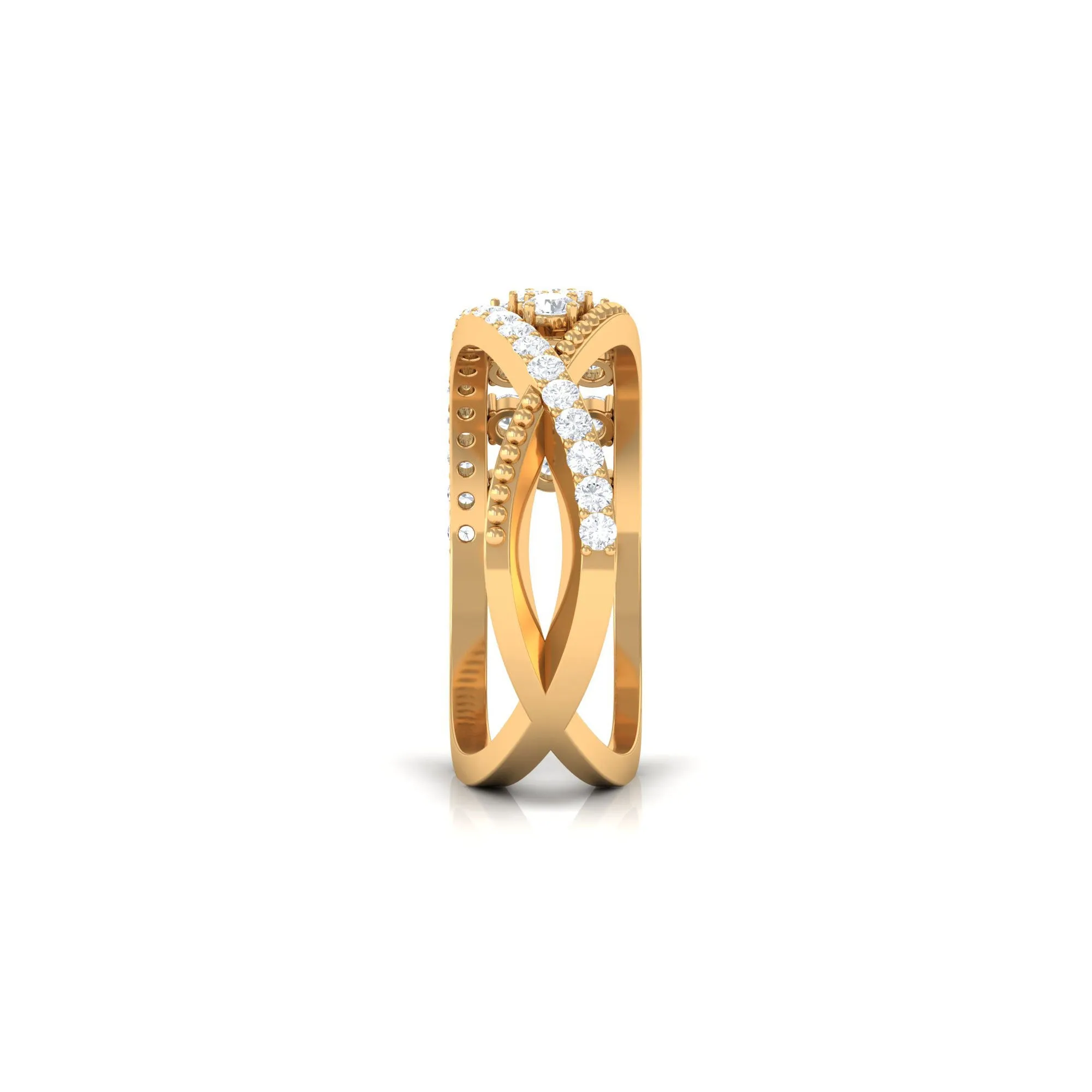 Real Diamond Designer Criss Cross Wedding Band