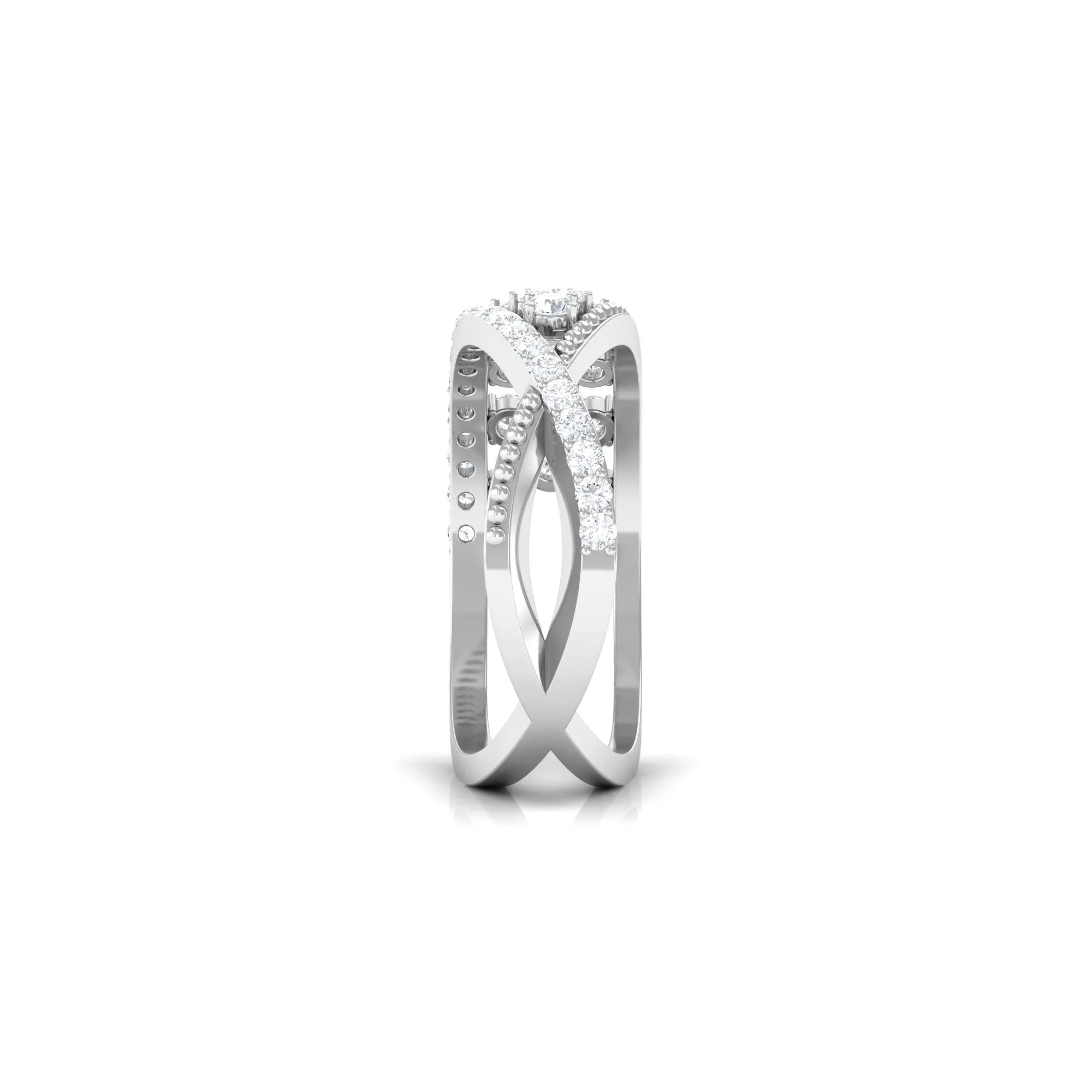 Real Diamond Designer Criss Cross Wedding Band