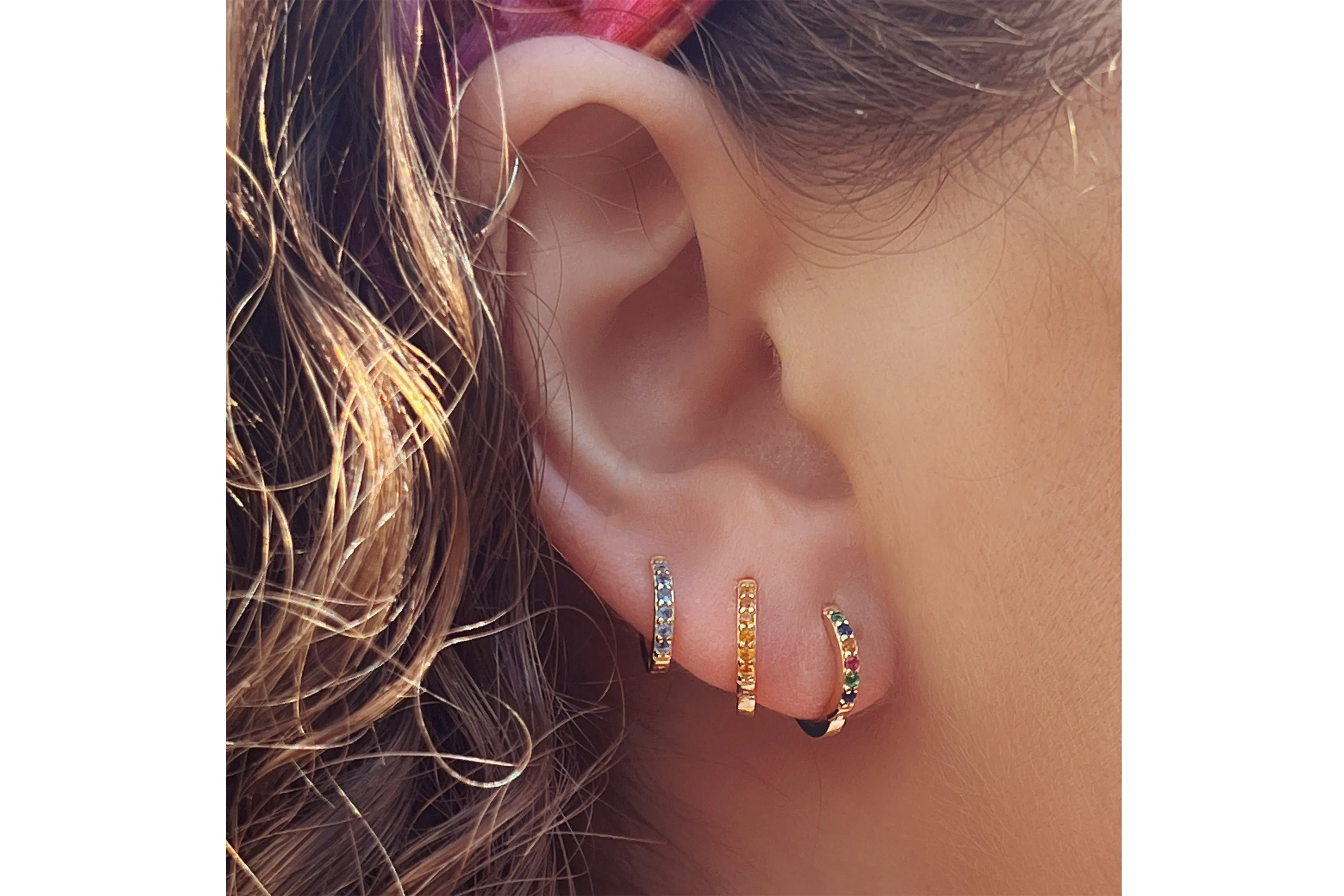 Reddy Amber CZ Sterling Silver Hoop Huggies