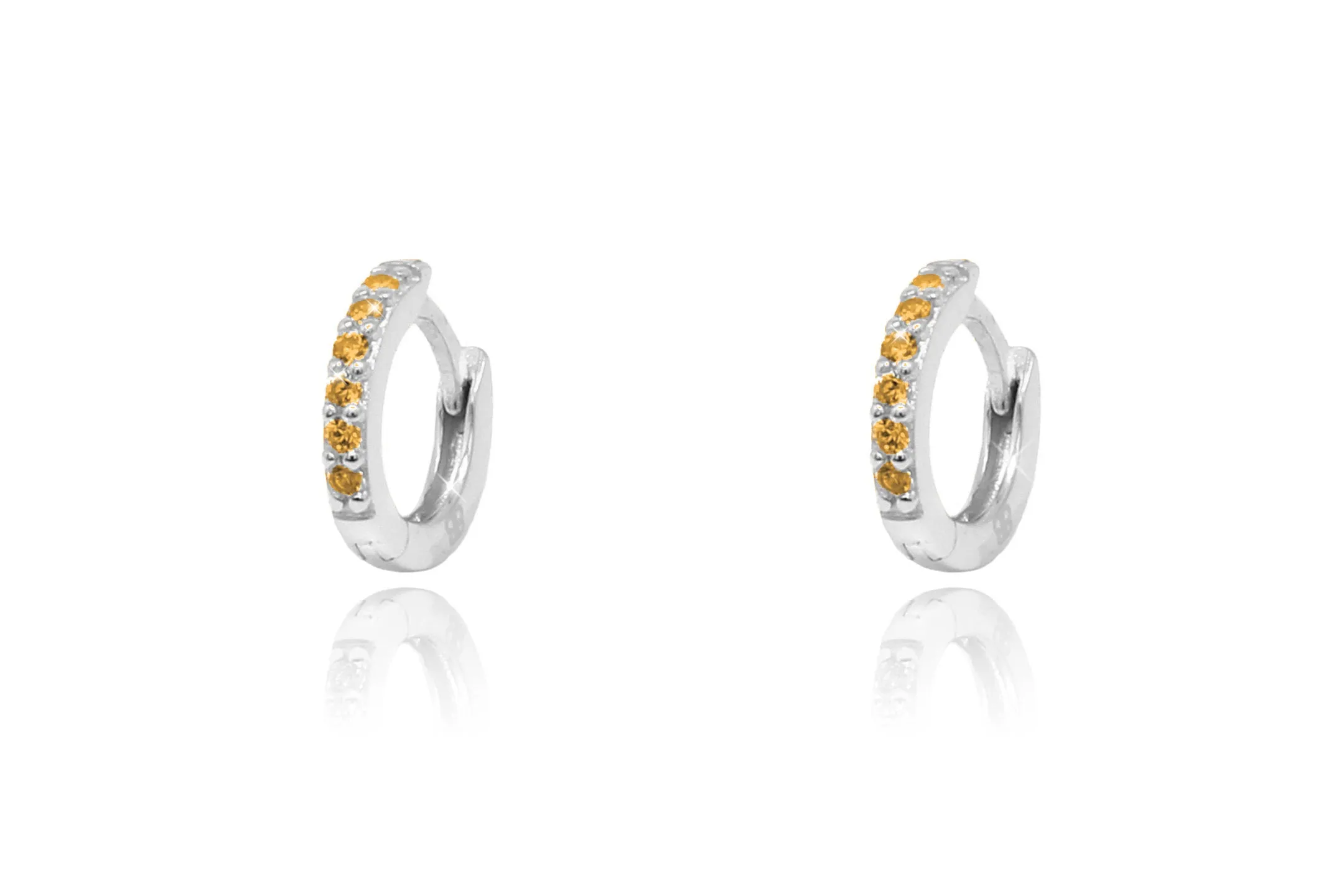 Reddy Amber CZ Sterling Silver Hoop Huggies