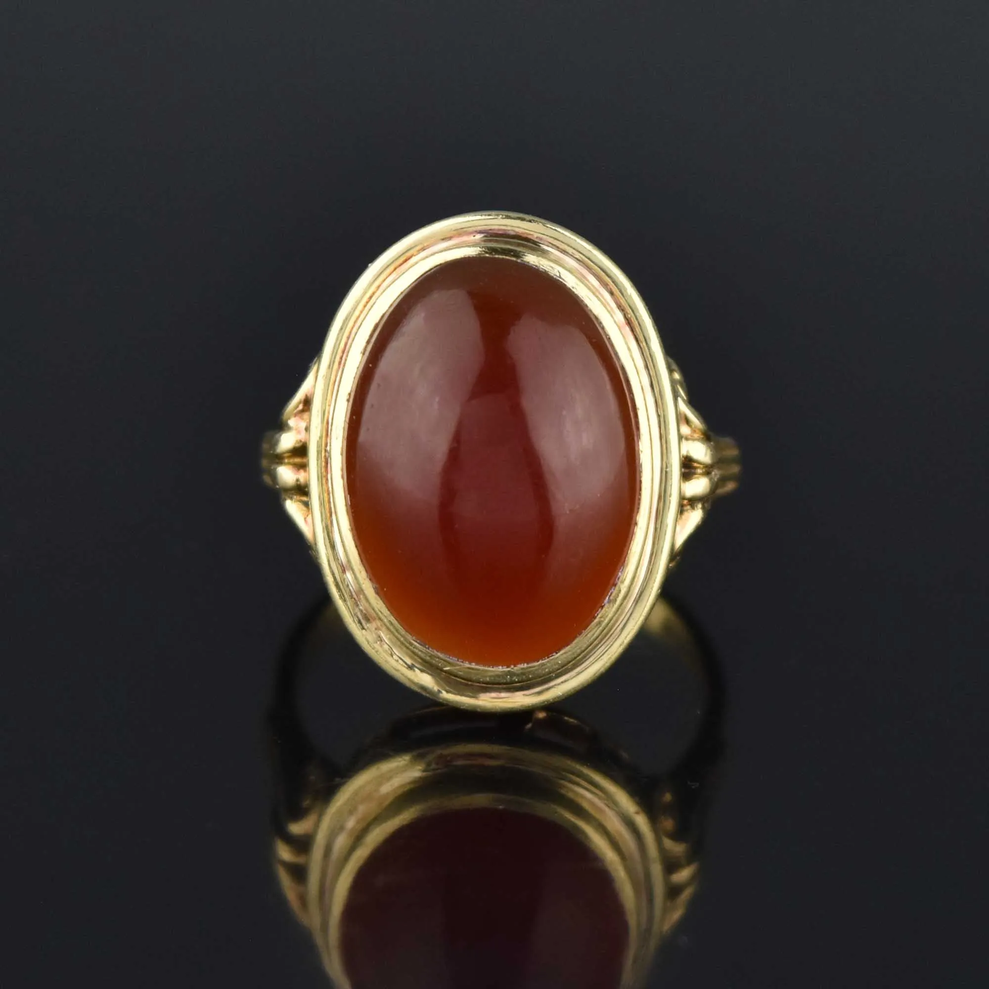 Retro 14k Gold Carnelian Ring, Sz 6.75