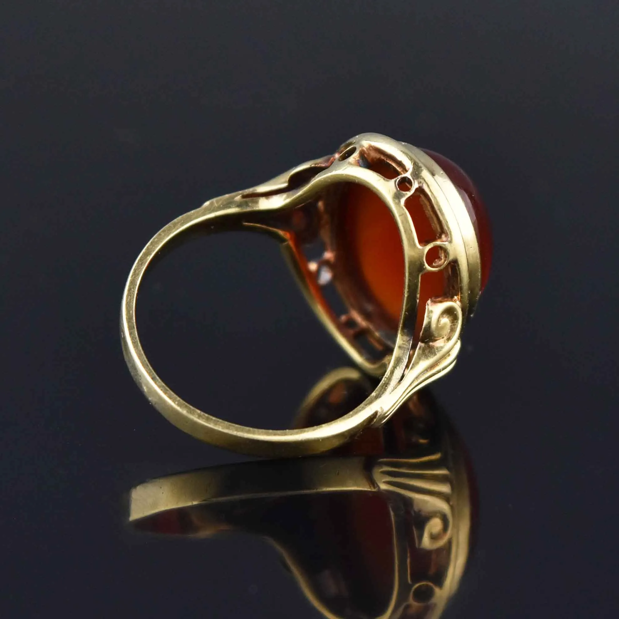 Retro 14k Gold Carnelian Ring, Sz 6.75