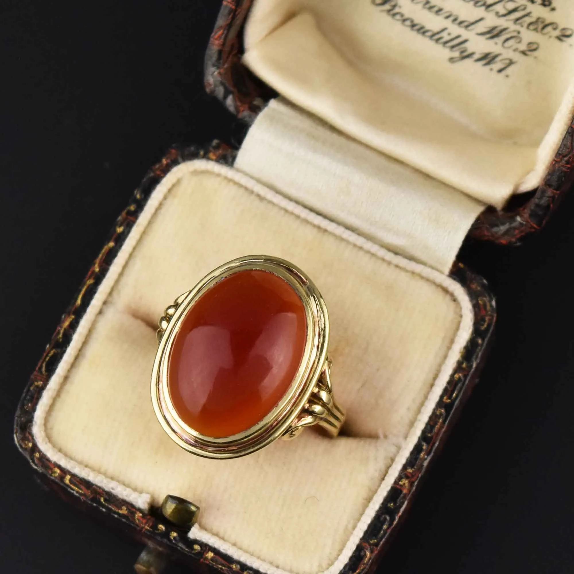 Retro 14k Gold Carnelian Ring, Sz 6.75