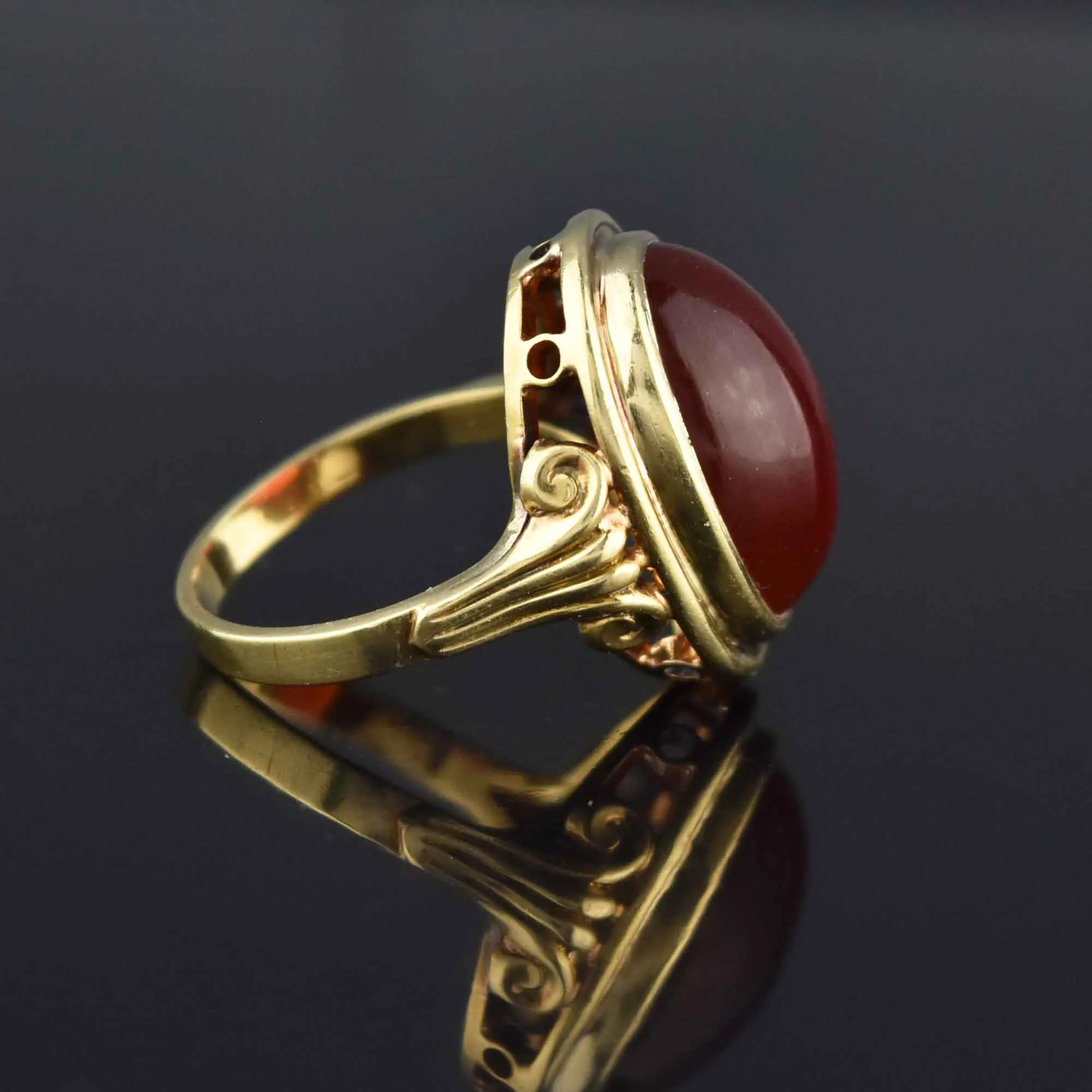 Retro 14k Gold Carnelian Ring, Sz 6.75