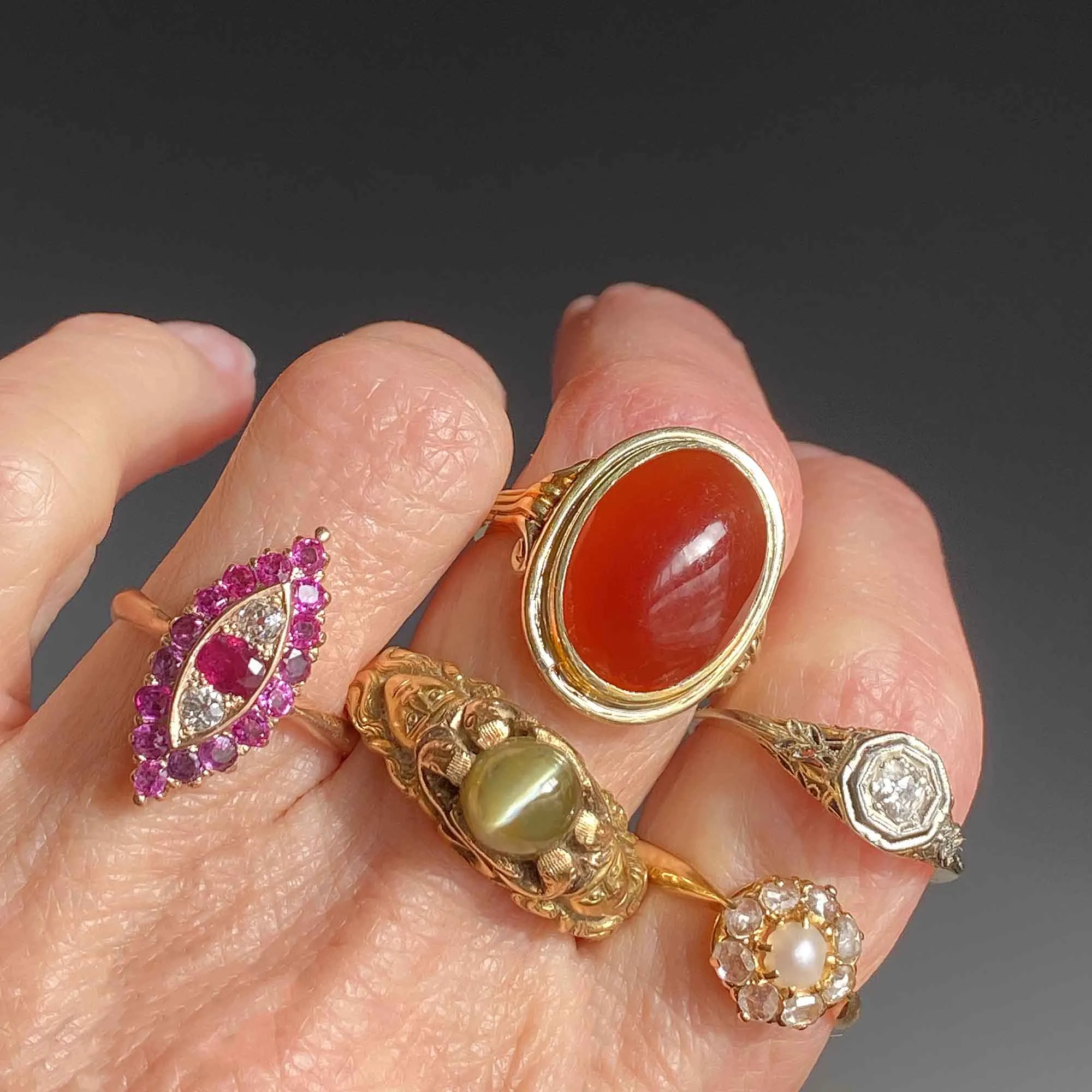 Retro 14k Gold Carnelian Ring, Sz 6.75