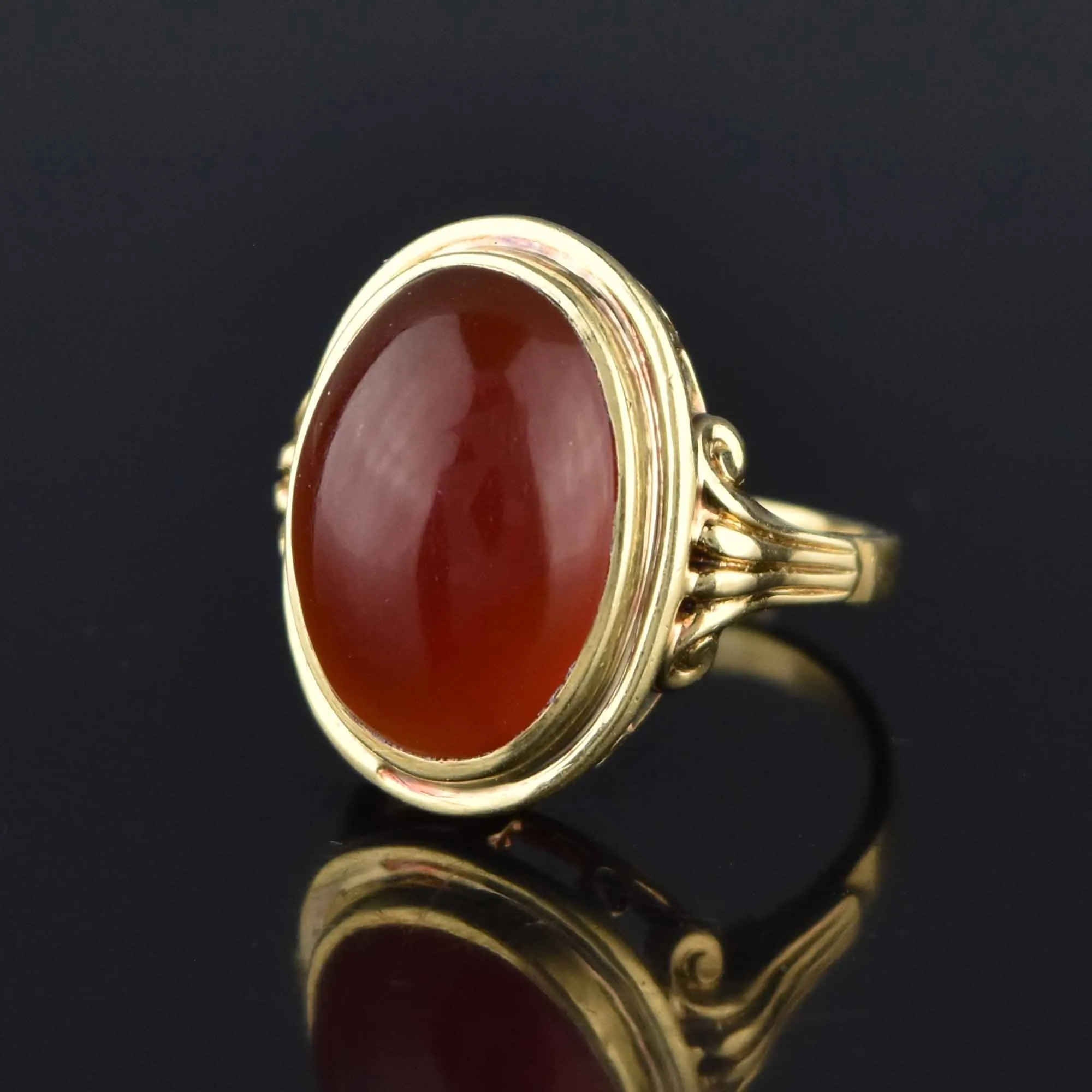 Retro 14k Gold Carnelian Ring, Sz 6.75