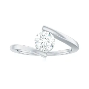 Round Shape Moissanite Solitaire Bypass Gold Ring
