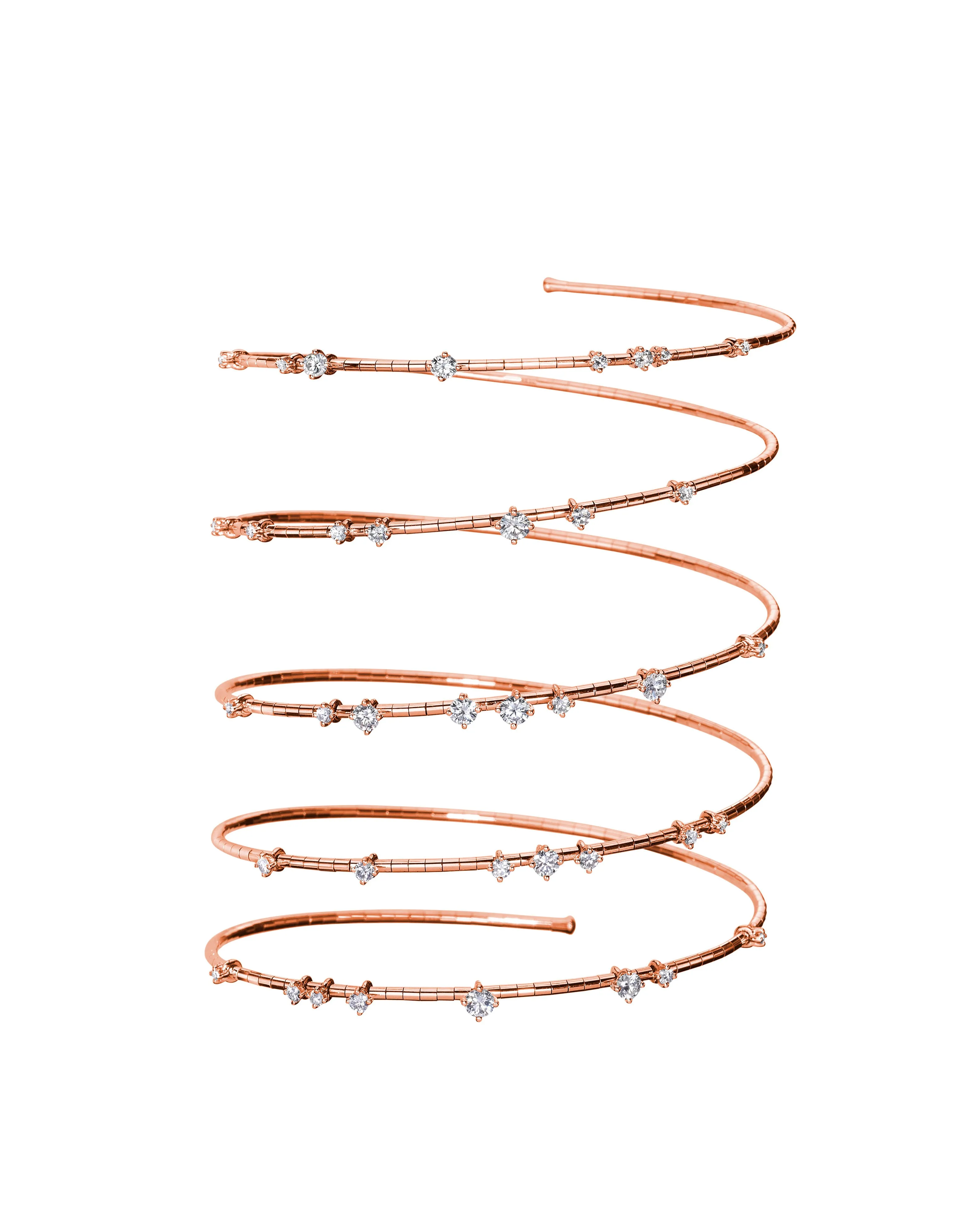 Rugiada Diamanti 5 Row Spiral Bracelet in 18k Rose Gold