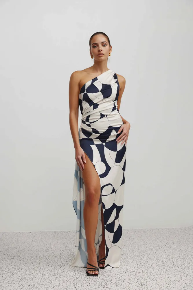 Samira Dress - Abstract Navy Print