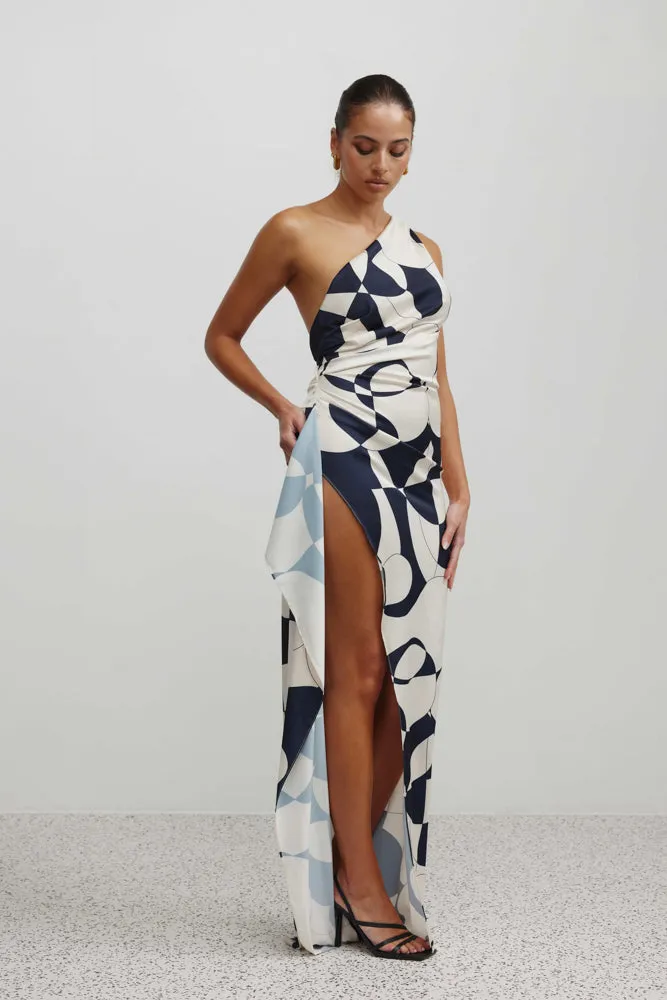 Samira Dress - Abstract Navy Print