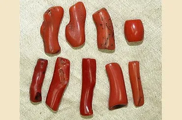 Set of 9 Antique Red Coral Beads