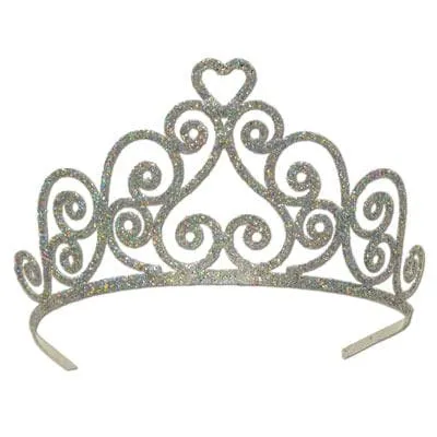Silver Glittered Metal Tiara