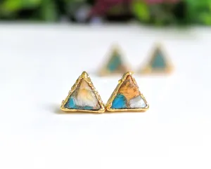 Spiny oyster copper Turquoise stud earrings
