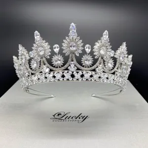 Tall Zirconia Tiara, Bridal Crown, Quinceanera Corona, Pageant Crowns