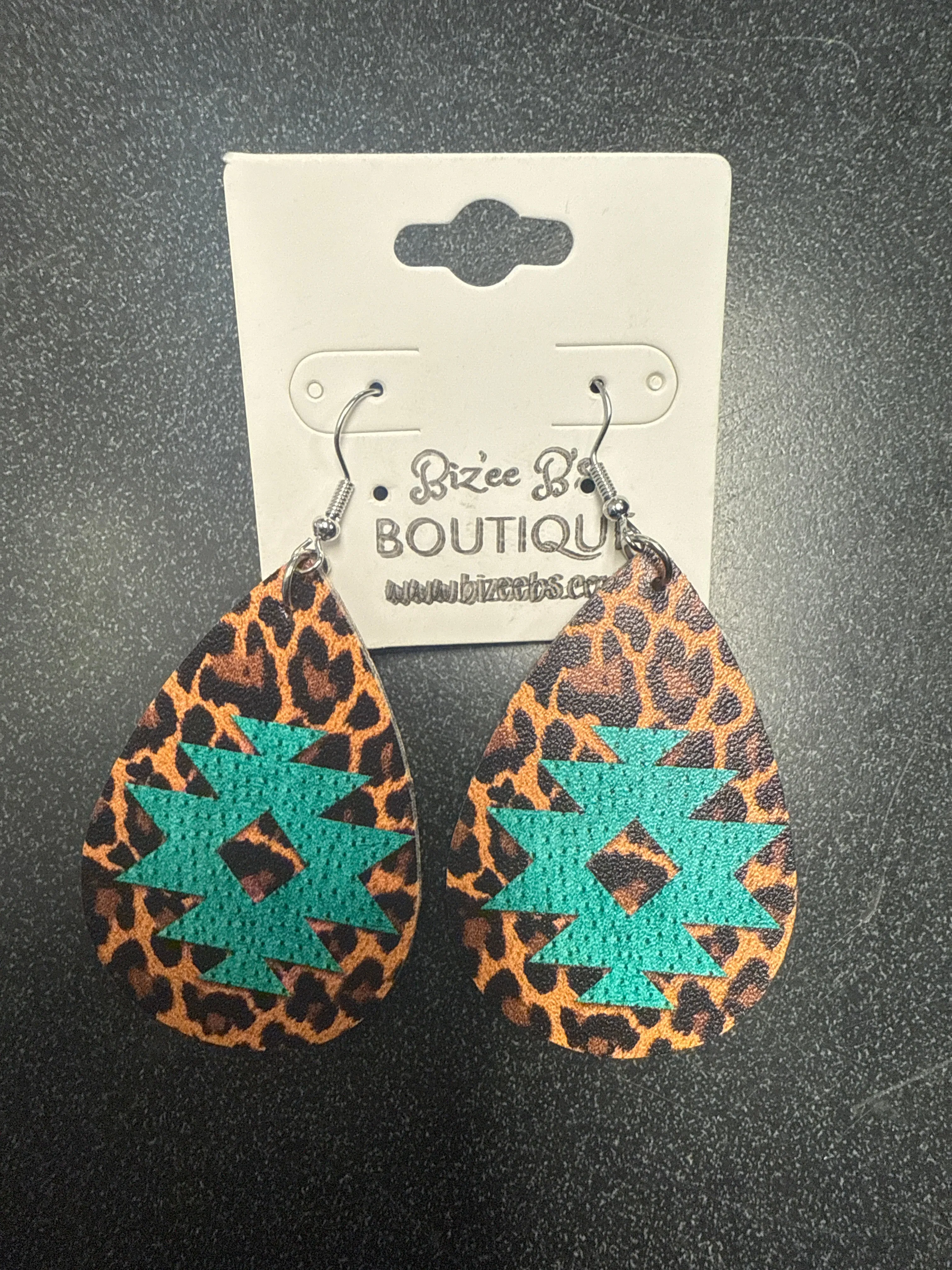 Teardrop Cheetah and Aztec Earrings
