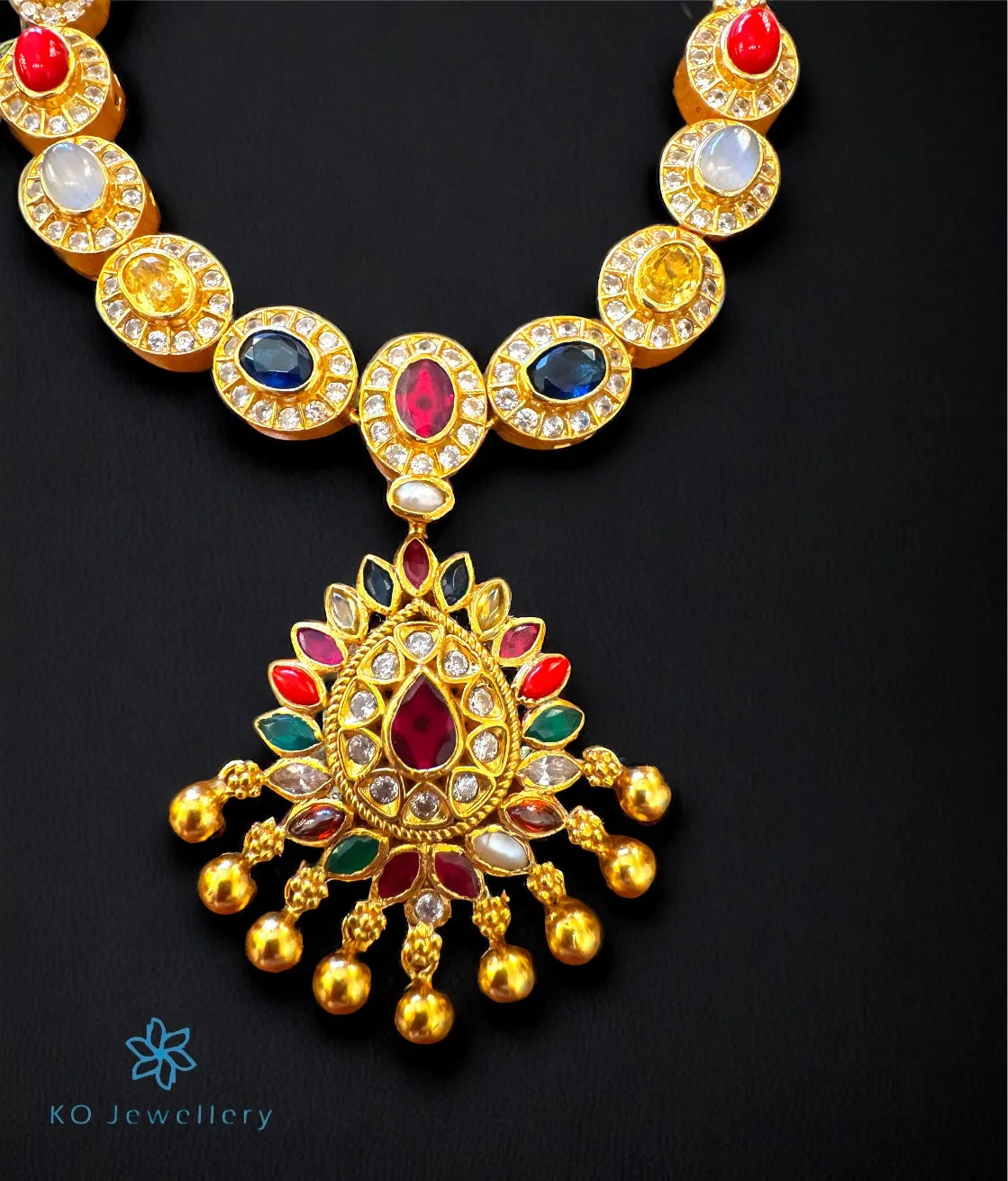 The Aadipta Silver Navratna Necklace