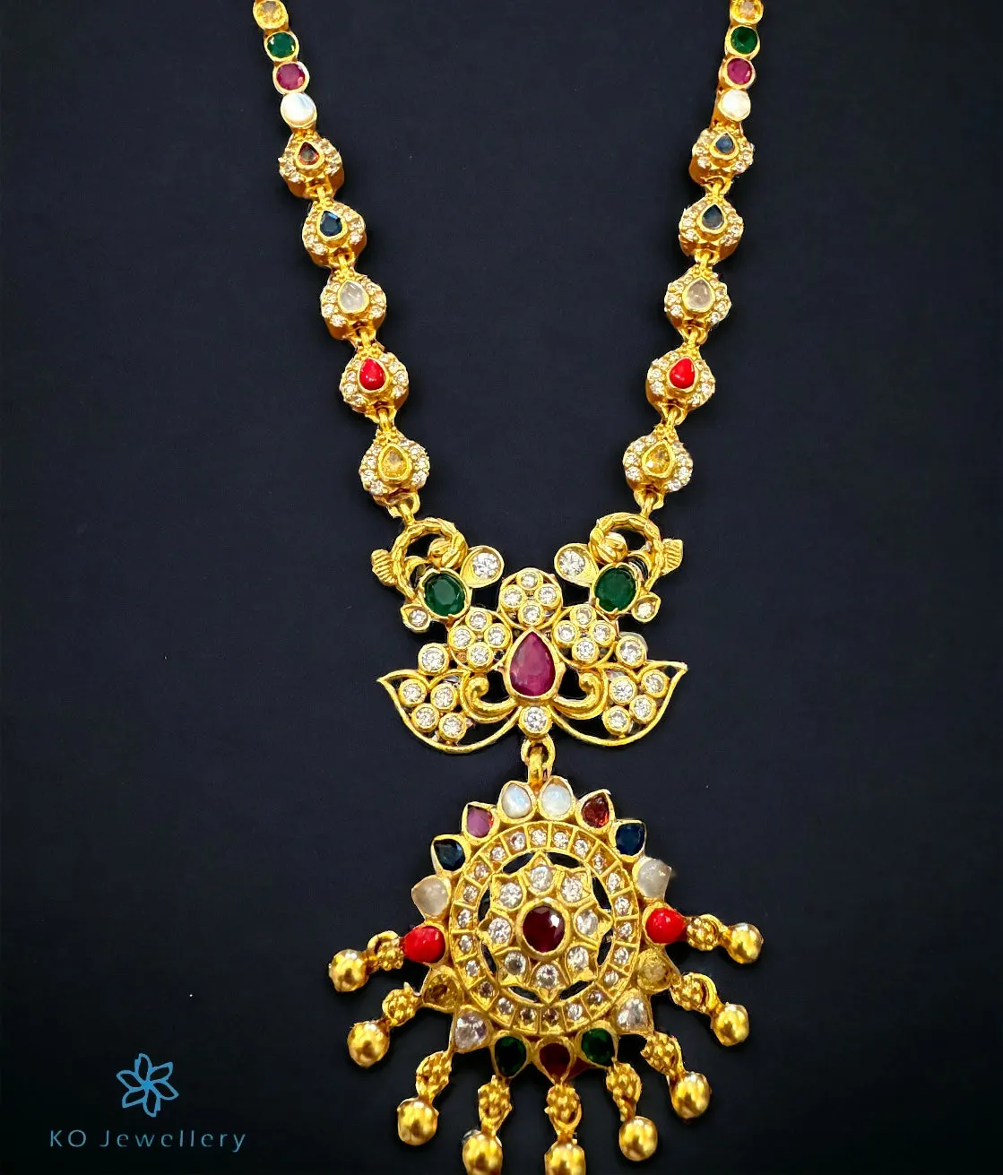 The Arunodaya Silver Navratna Necklace