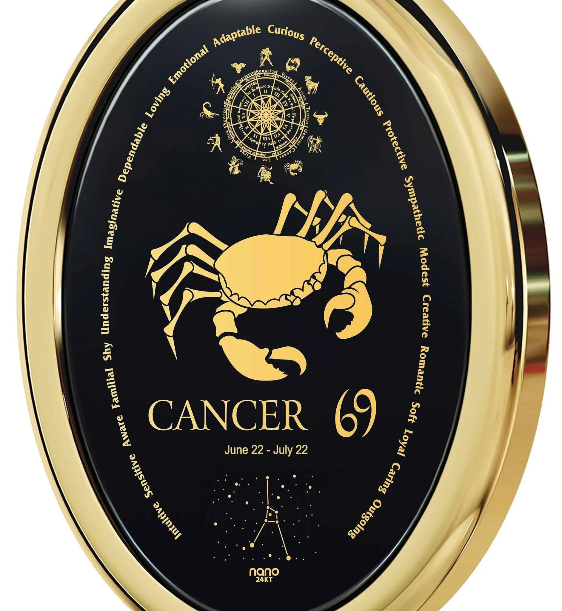 The World of Cancer, 14k Gold Necklace, Onyx