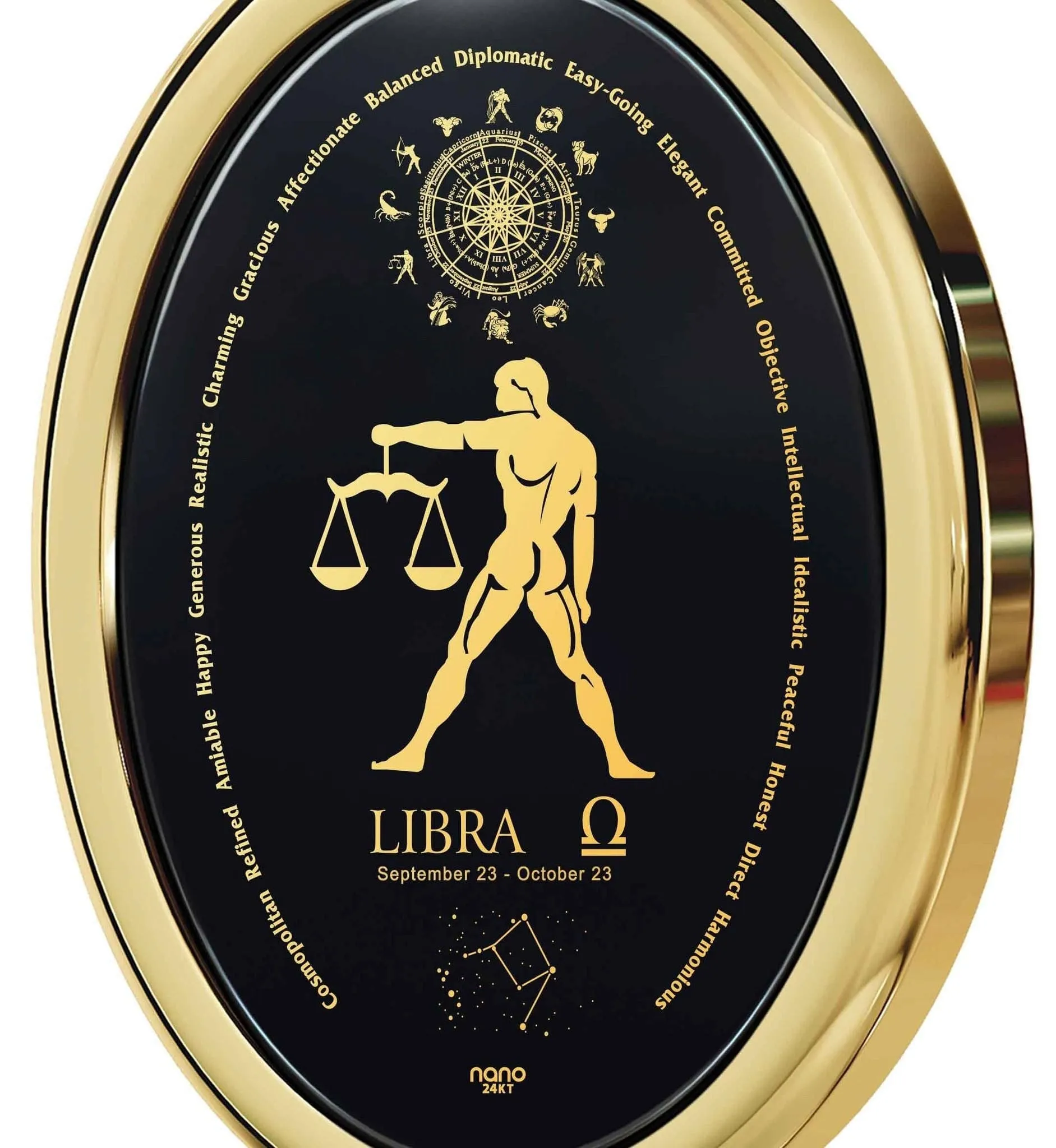 The World of Libra, 14k Gold Necklace, Onyx